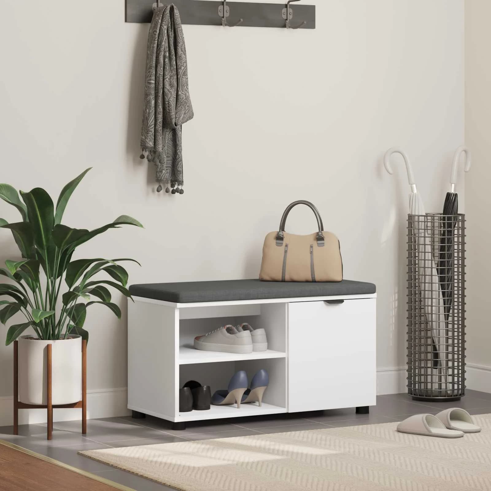 Haldna klop Bela 80 x 38 x 46 cm Oblikovan Les in Tkanina