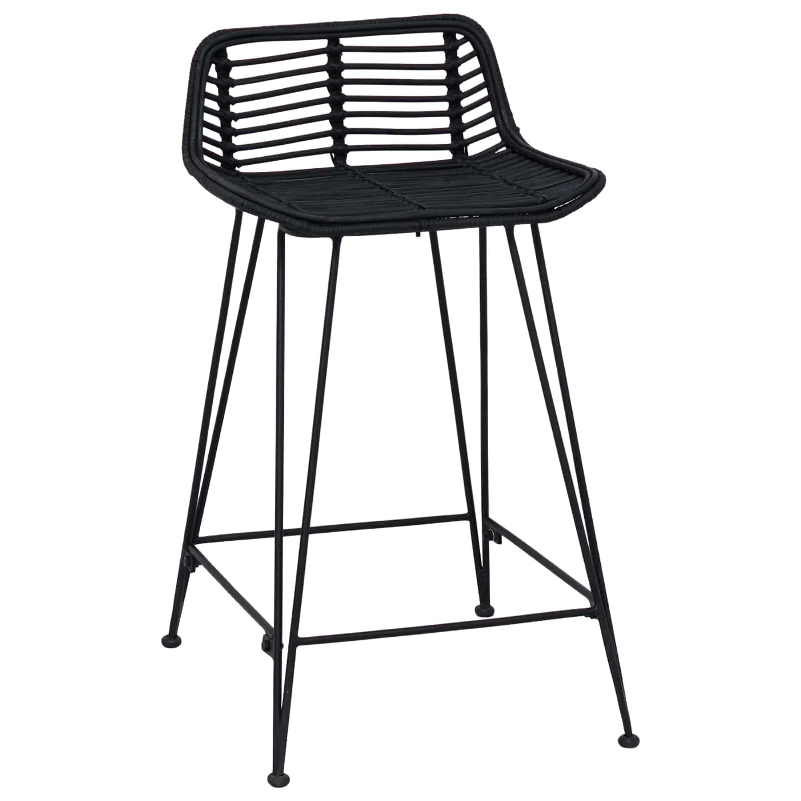 Barski stol 2 kos Črna 44 x 45 x 76 cm Rattan in jeklo - slika 4