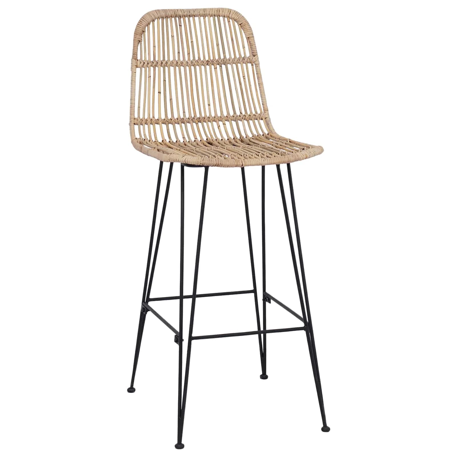 Barski stol 2 kos Naravna 44 x 55 x 109 cm Rattan in jeklo - slika 4