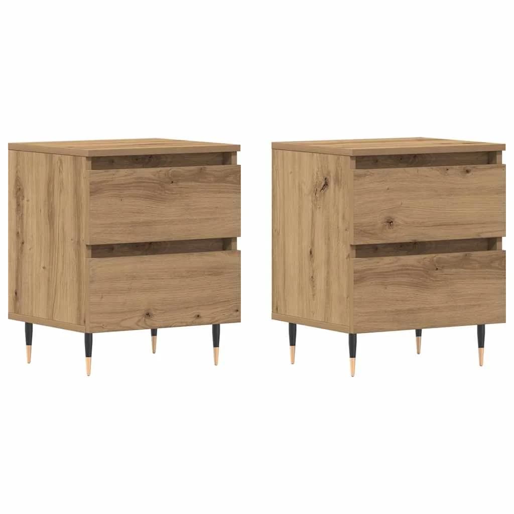Nočna omarica 2 kos Umetni hrast 40 x 35 x 50 cm Inženirski les - slika 2