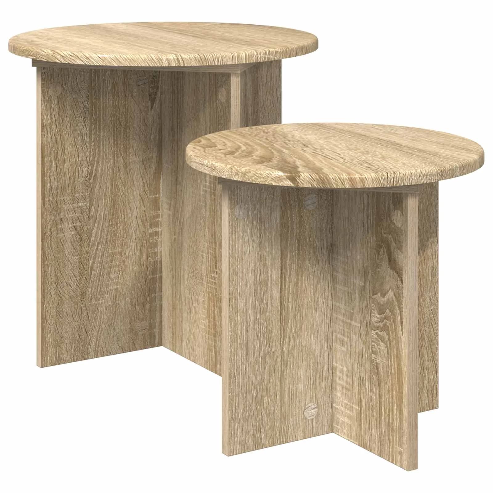 Komplet stranskih mizic 2 kos Sonoma hrast Ø 45 x 45 cm - slika 2