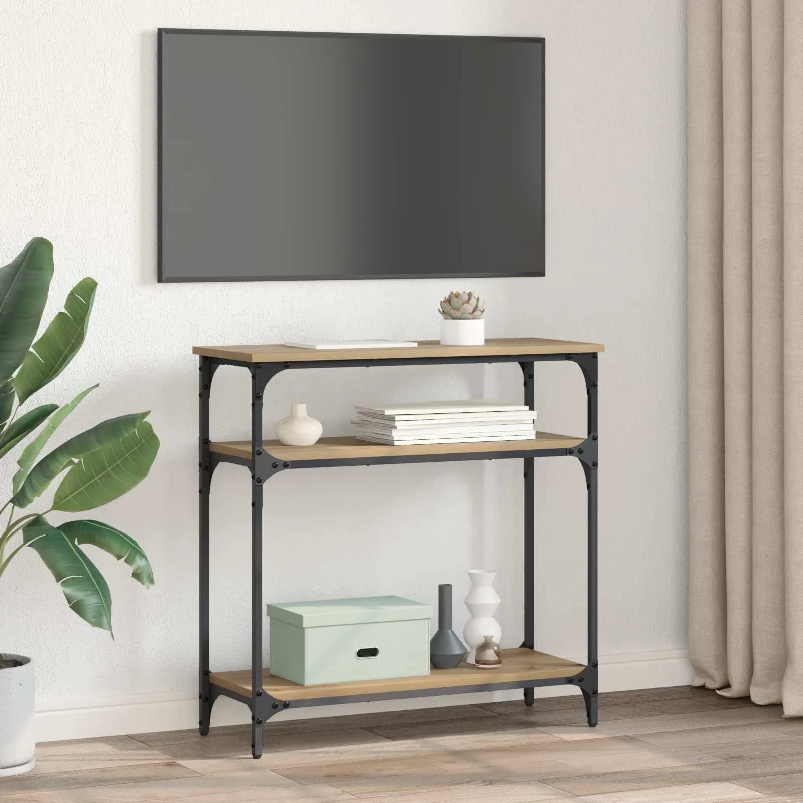 Konzolna miza Umetni hrast 75 x 29 x 75 cm Inženirski les - slika 4