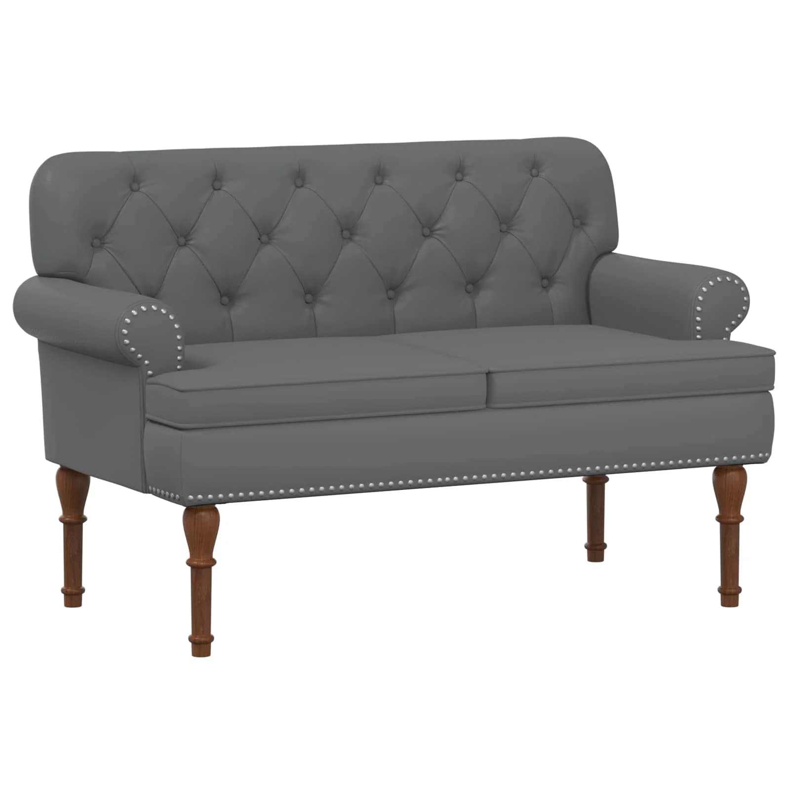 Dvojnica s gumbi Siva 120 x 65 x 77 cm Umetno usnje - slika 2