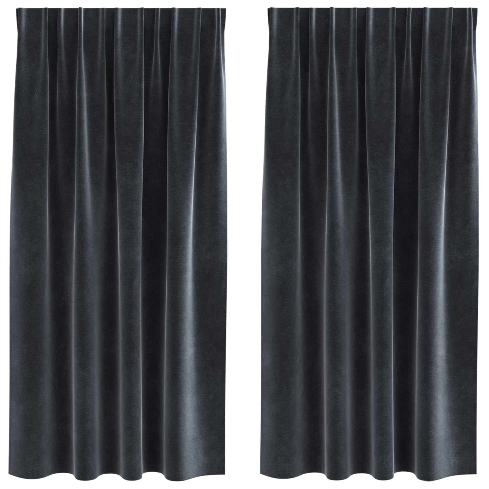 Zatemnitvene zavese 2 kos Temno siva 140 x 175 cm Žamet - slika 2