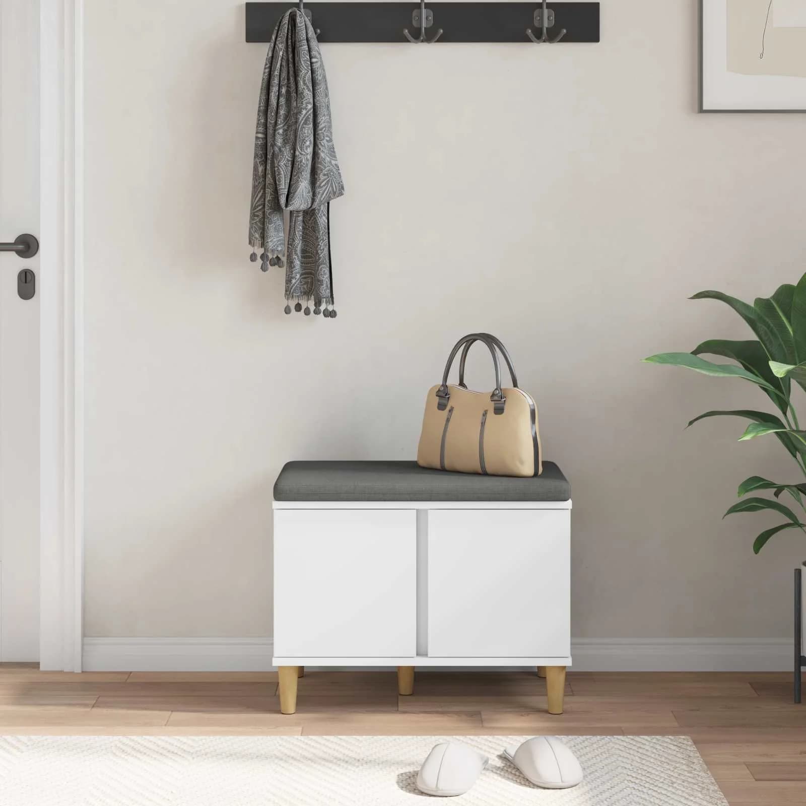 Haldna klop Bela 60 x 38 x 46 cm Oblikovan Les in Tkanina - slika 4