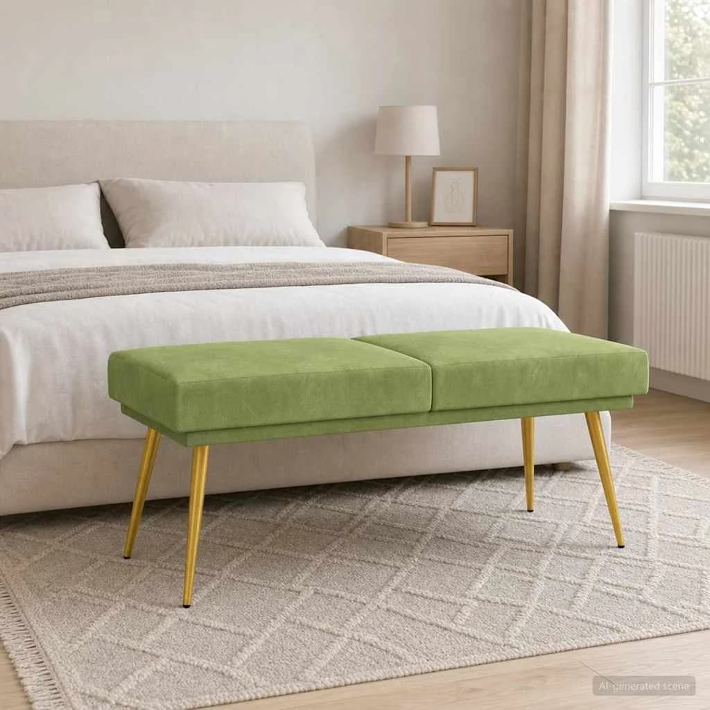 Dvojna klop Svetlo zelena 120 x 45 x 46 cm Žamet
