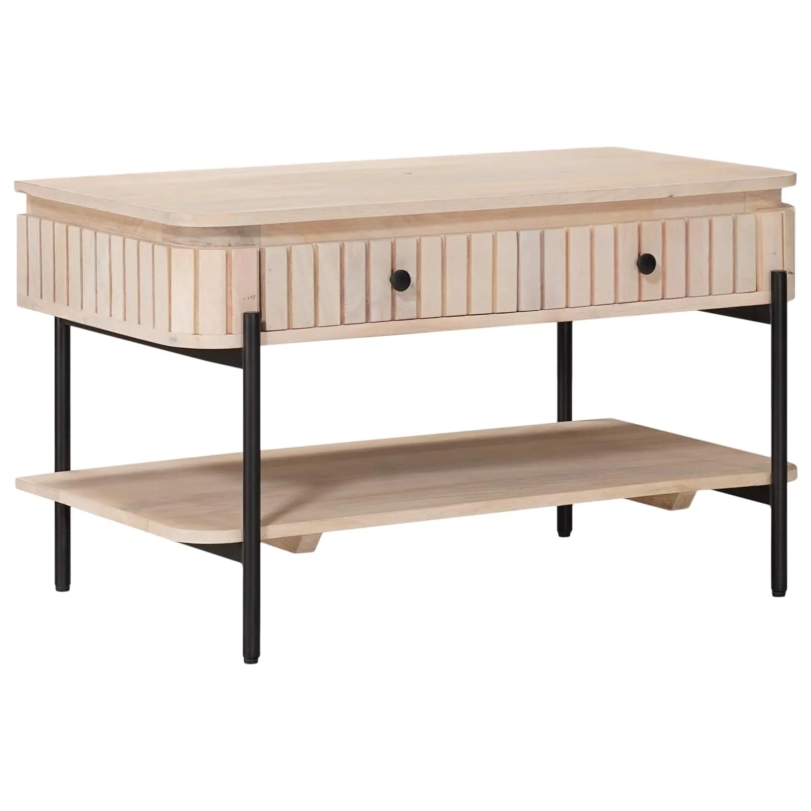 Ročno izdelana miza za kavo Bela 85 x 45 x 50 cm - slika 3