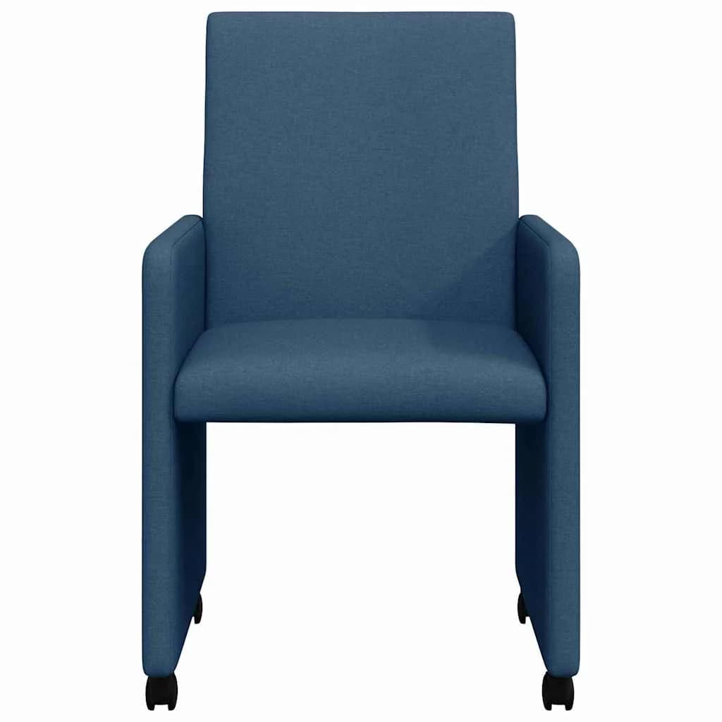 Jedilni stoli s kolesi 2 kos blago Modra 57 x 66 x 94 cm - slika 4