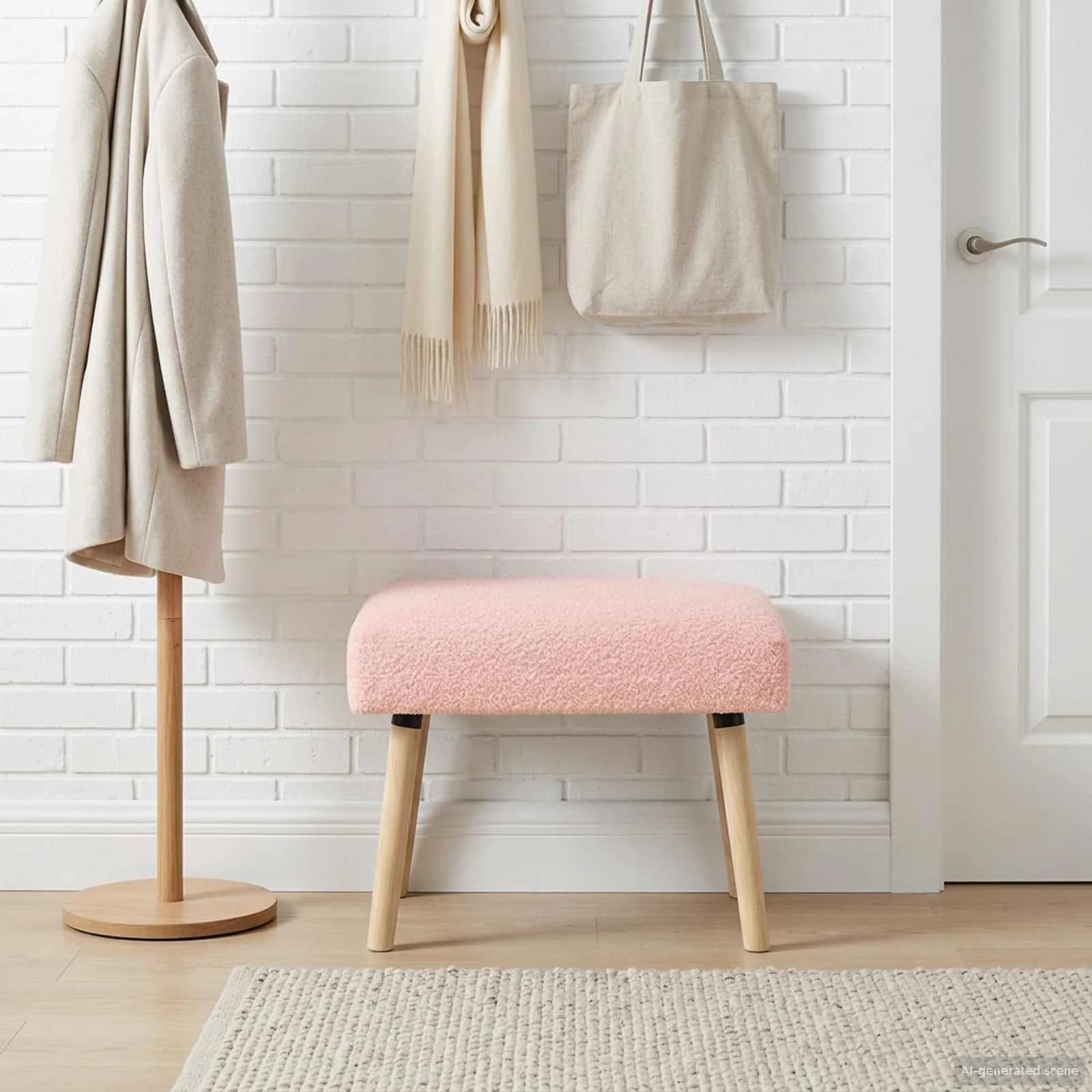 klop Enobarvno Roza 60 x 40 x 45 cm Bouclé - slika 3
