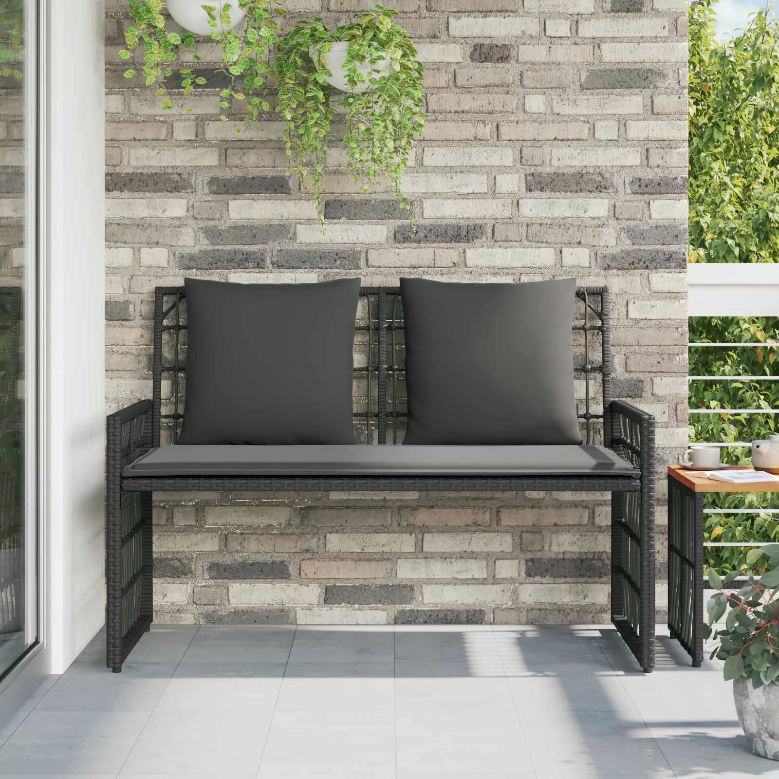 Zunanja klop Enobarvno Črna in Temno siva 116 x 55 x 82 cm - slika 3