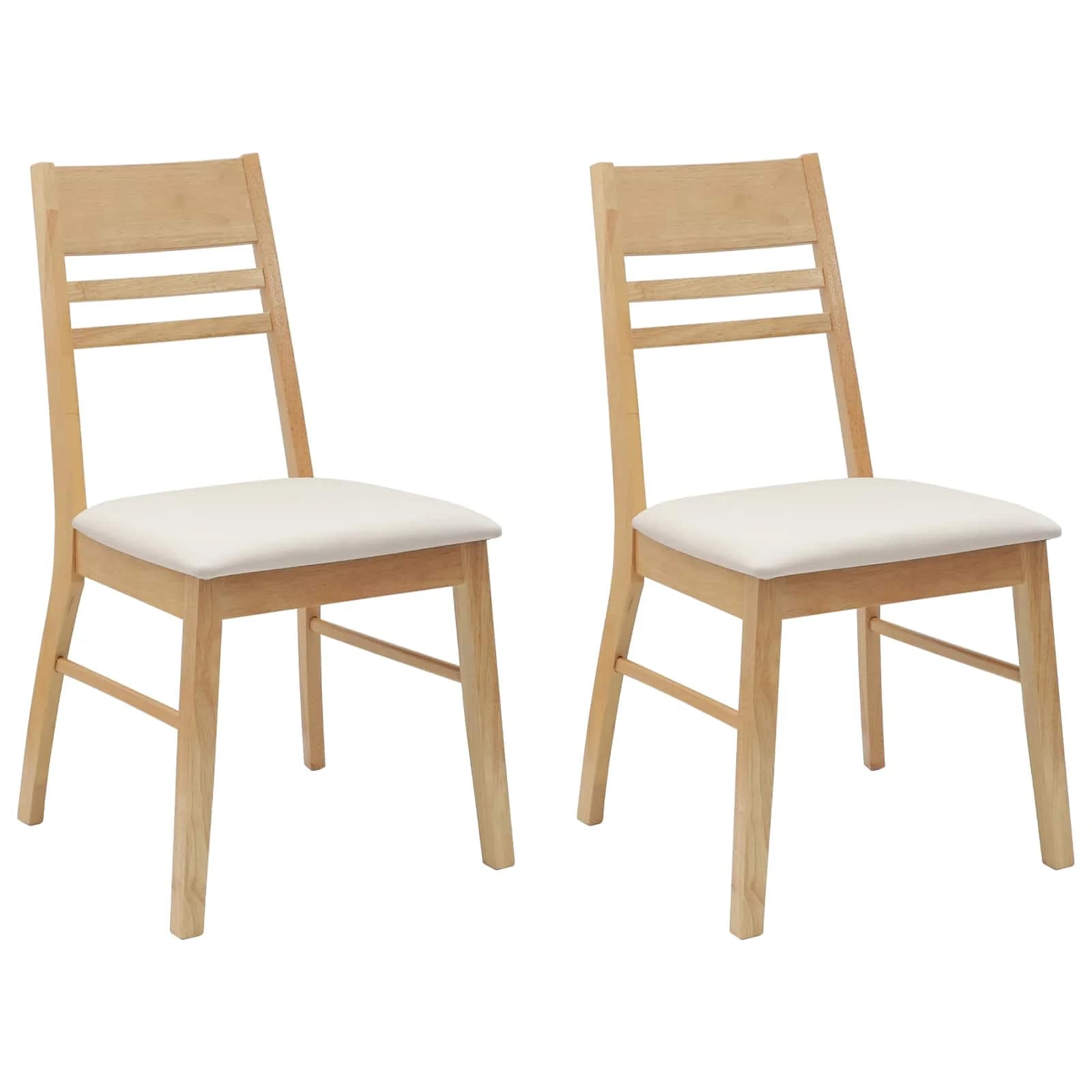 Jedilni stoli 2 kos Masivno gumovo les Naravna 43 x 54 x 89 cm - slika 2
