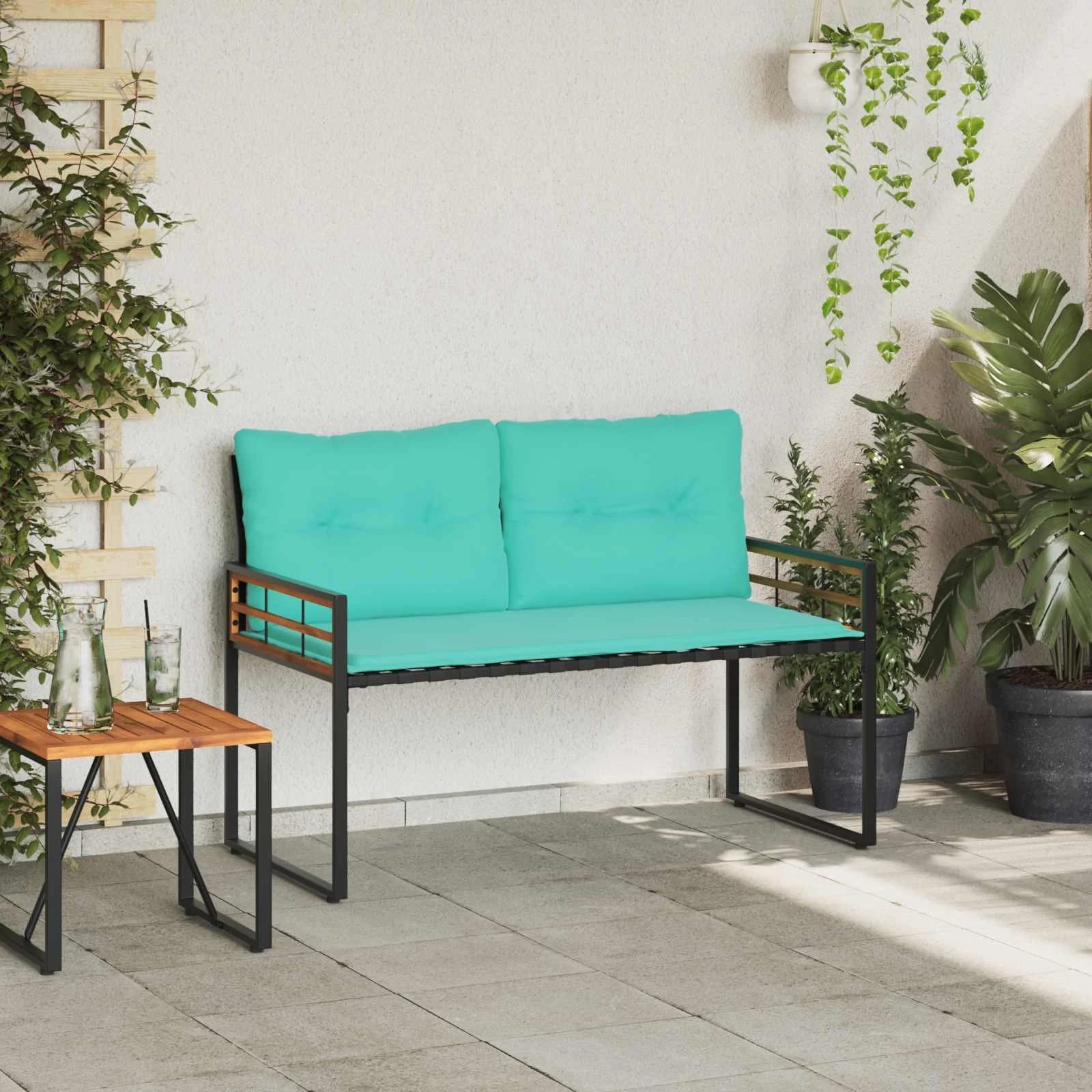 Lesena ležajna klop z blazino Turkizna 114 x 55 x 77 cm - slika 3