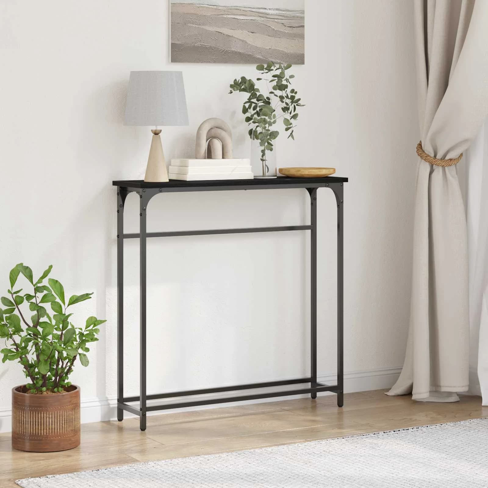 Konzolna miza Črna Orehovina 75 x 19,5 x 75 cm Inženirski les