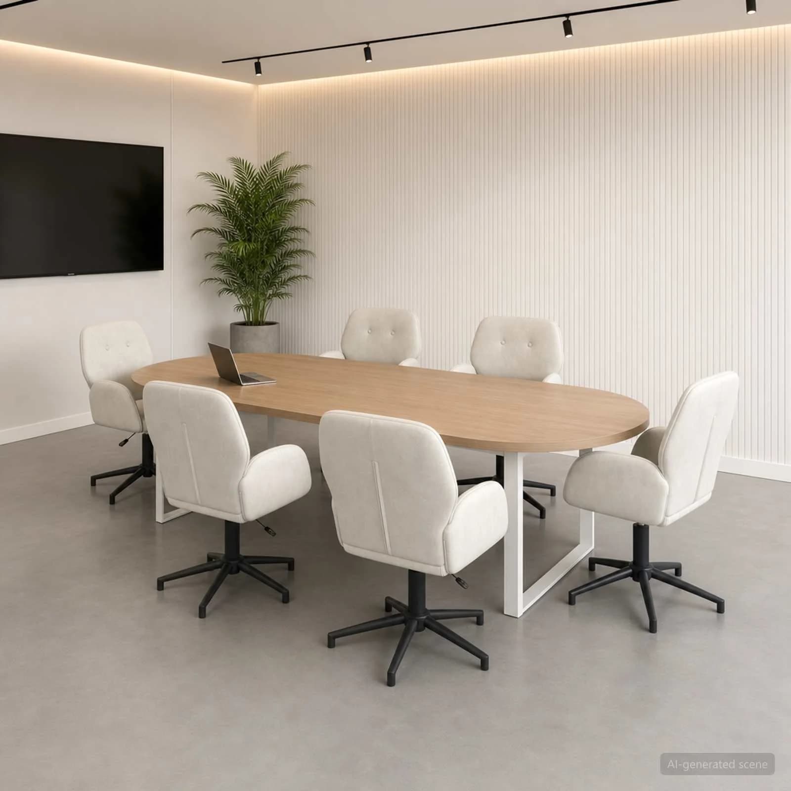 Vrteči pisarniški stoli 6 kos 54 x 55 x 90 cm Krem Žamet
