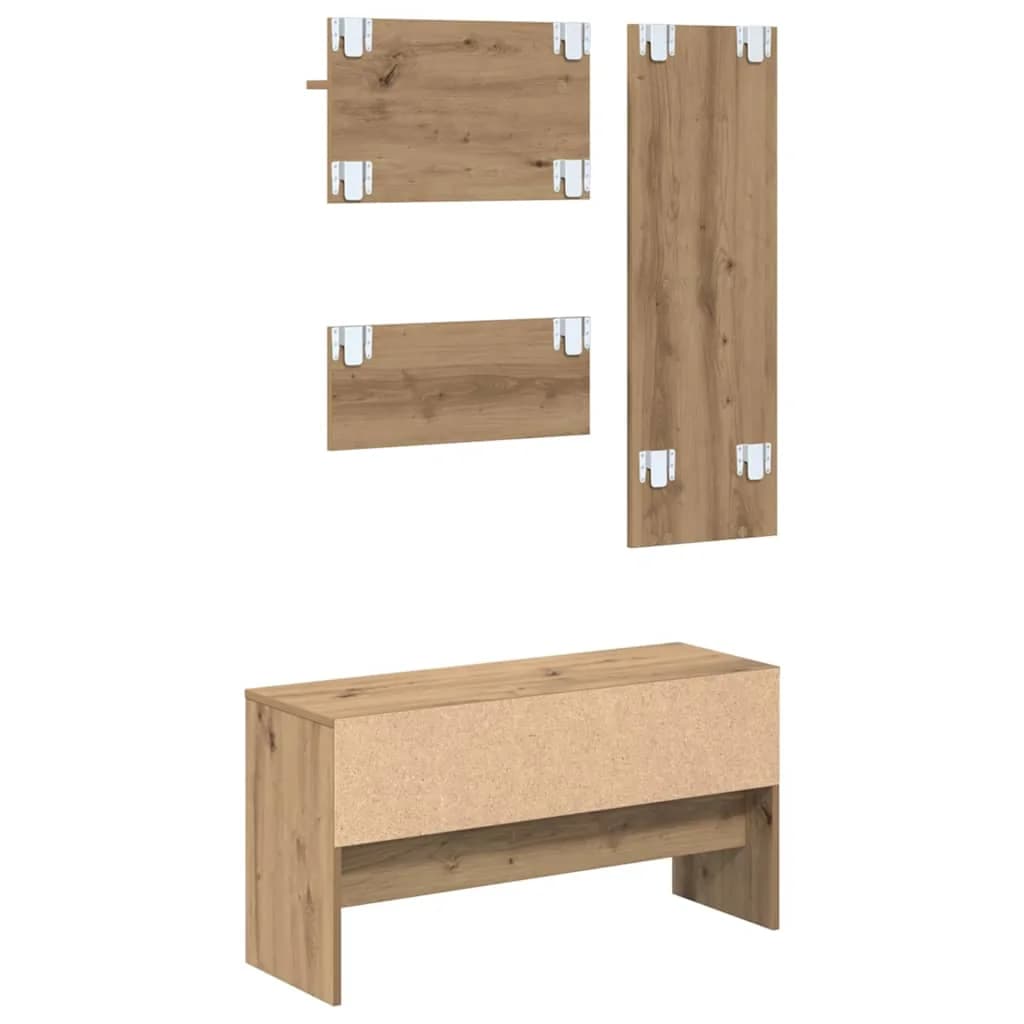 Komplet pohištva za predsobo 4 kos Oreh 90 x 31 x 46,5 cm - slika 12