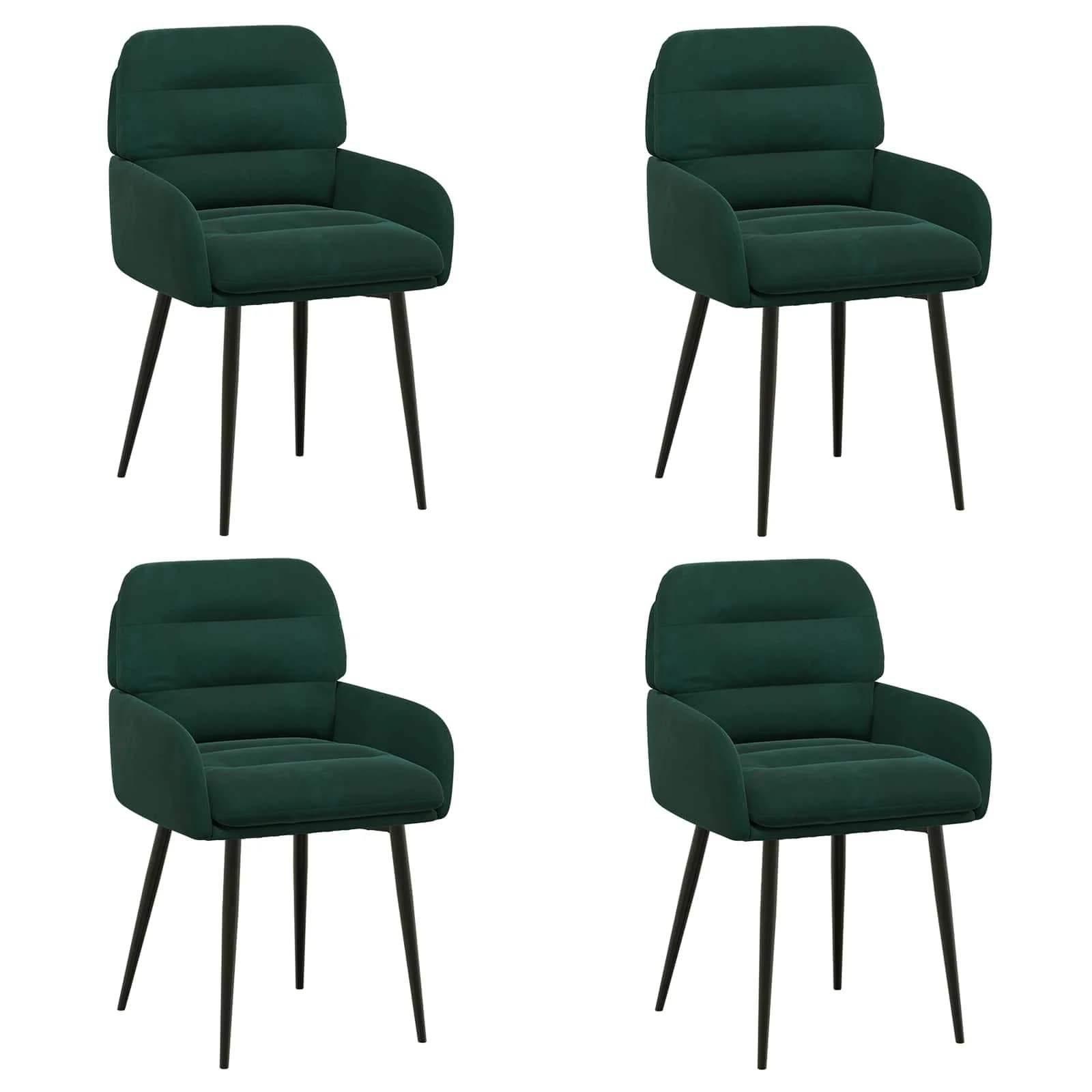Jedilni stoli 4 kos Žamet Temno zelena 59 x 59,5 x 90 cm - slika 2