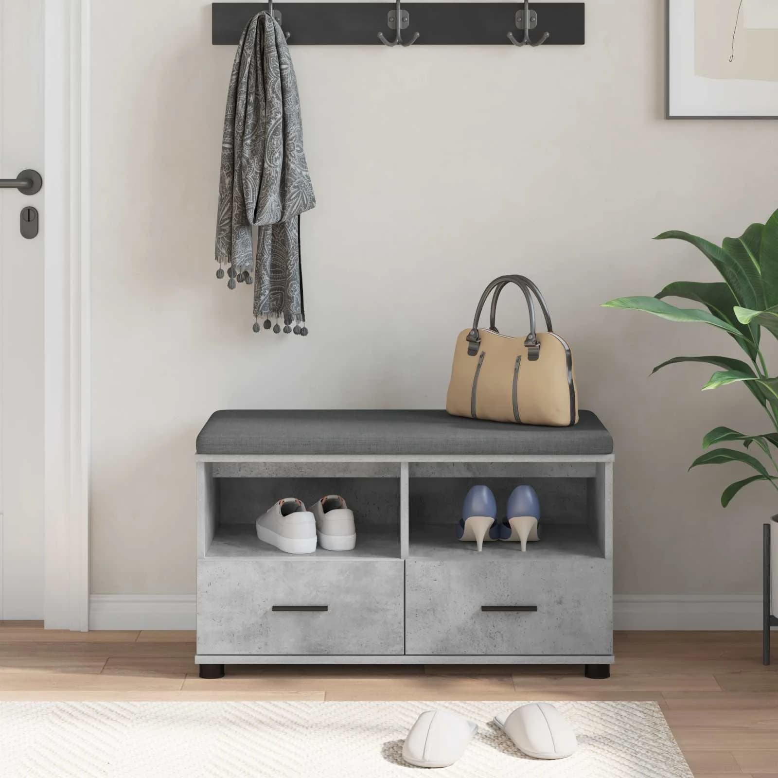 Haldna klop Beton Siva 80 x 38 x 46 cm Oblikovan Les in Tkanina - slika 4