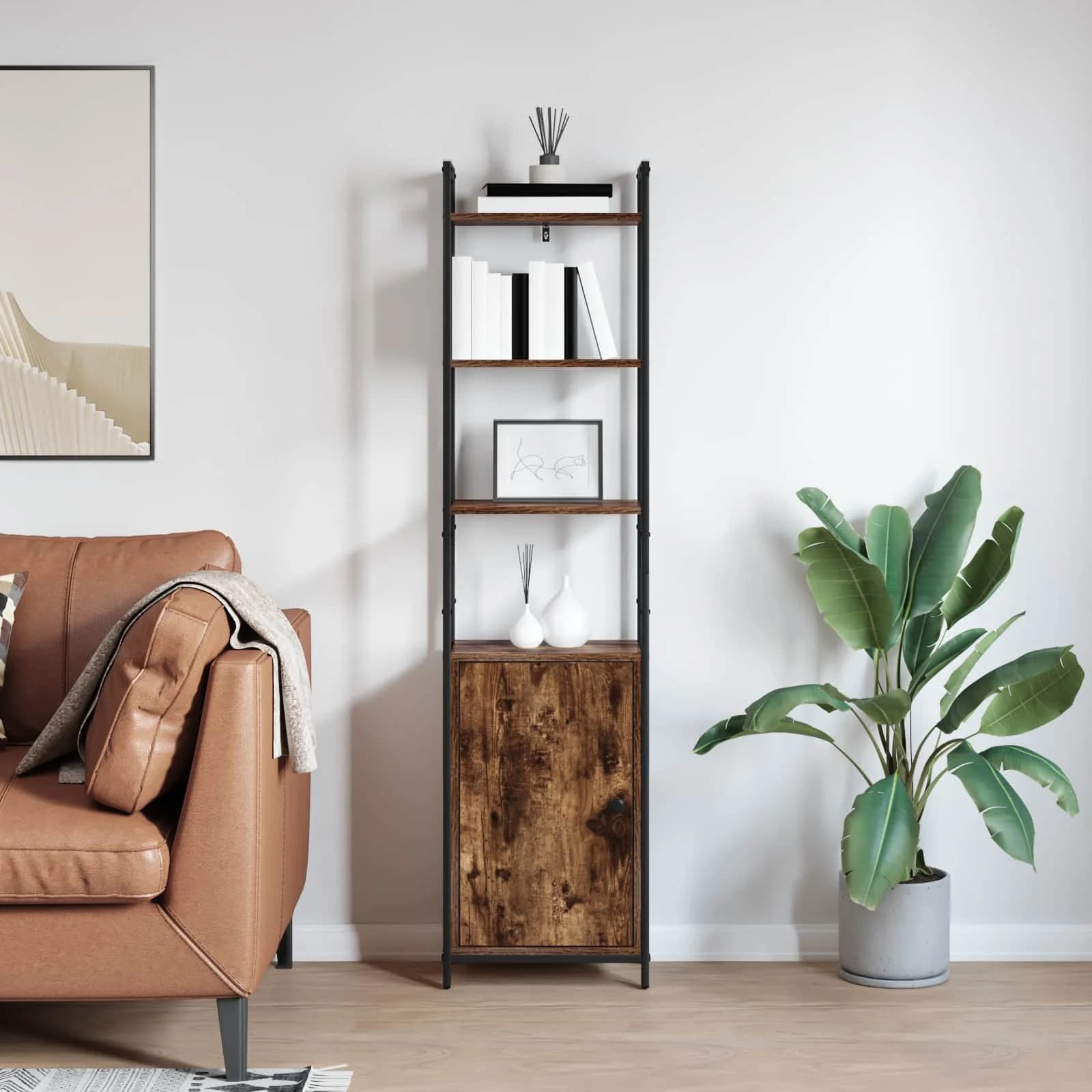 Knjigovni omar 6 nivojev 40 x 24 x 161 cm Inženirski les - slika 4