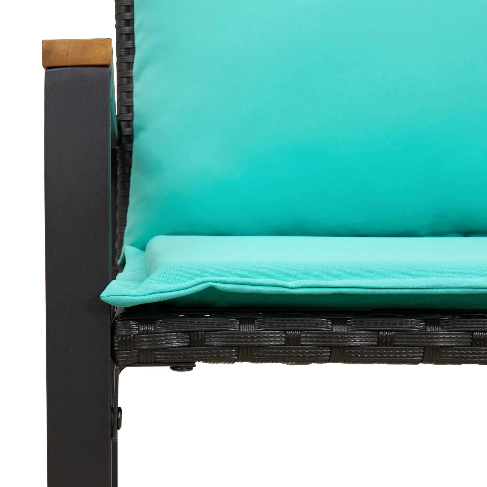 klop z blazino Črna in turkizna 115 x 65 x 72 cm Ratan - slika 9