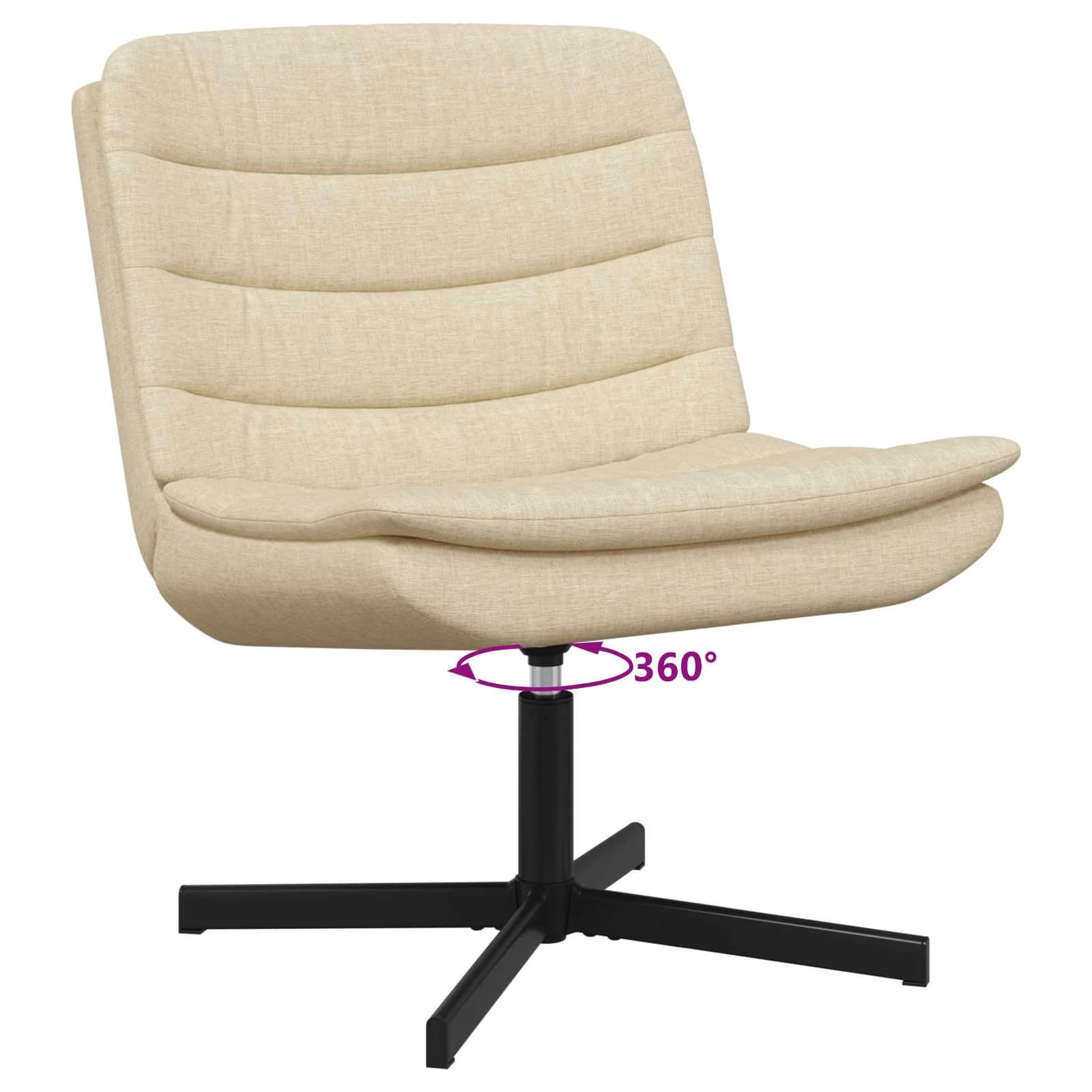 Vrtljiv stol krema 63 x 75 x 76 cm blago - slika 5