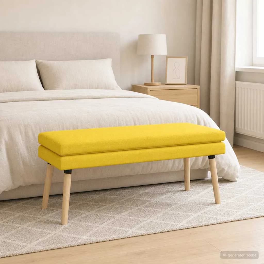 Dvojna klop Svetlo rumena 110 x 40 x 47 cm Blago