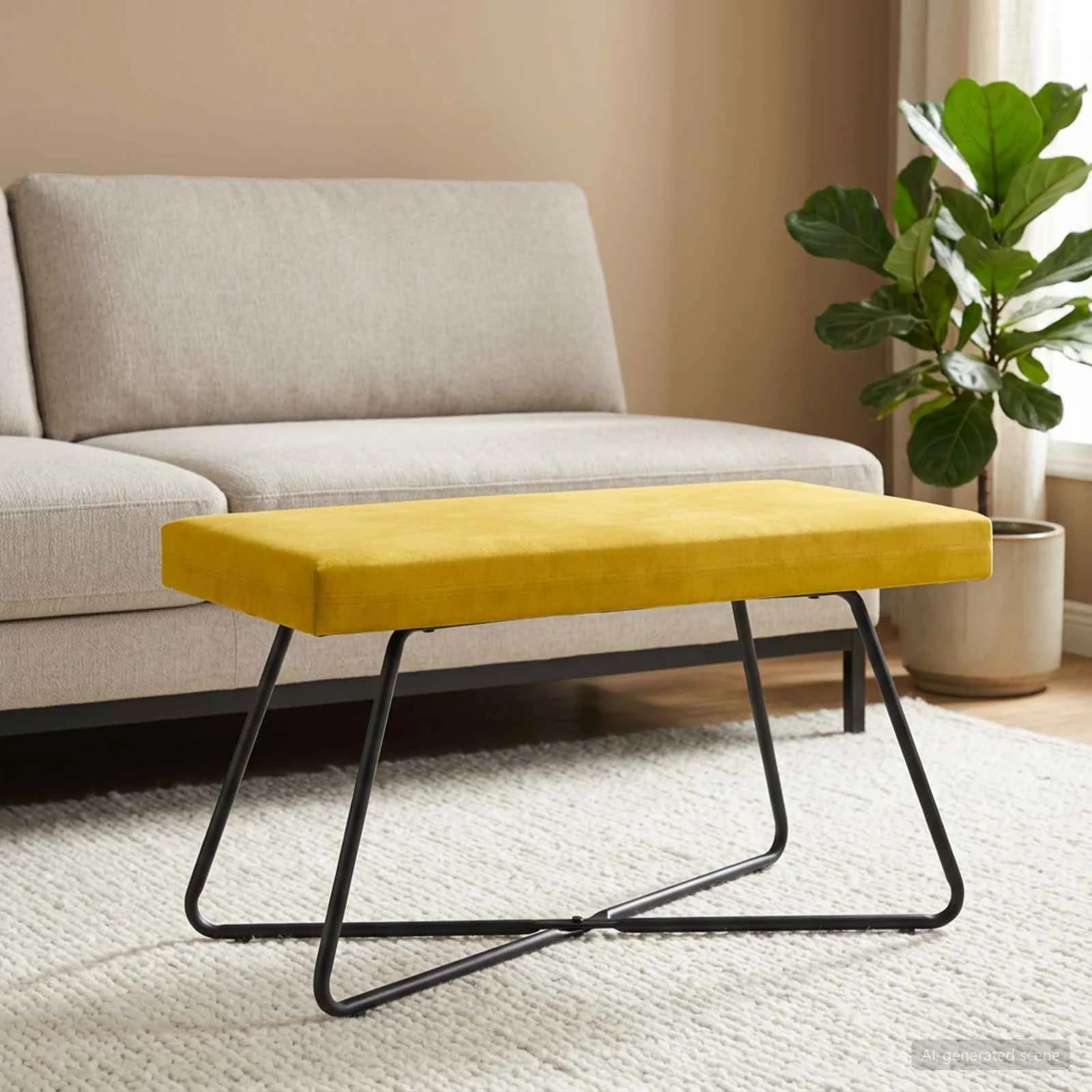 klop Rumena 80 x 40 x 45 cm Žamet - slika 3
