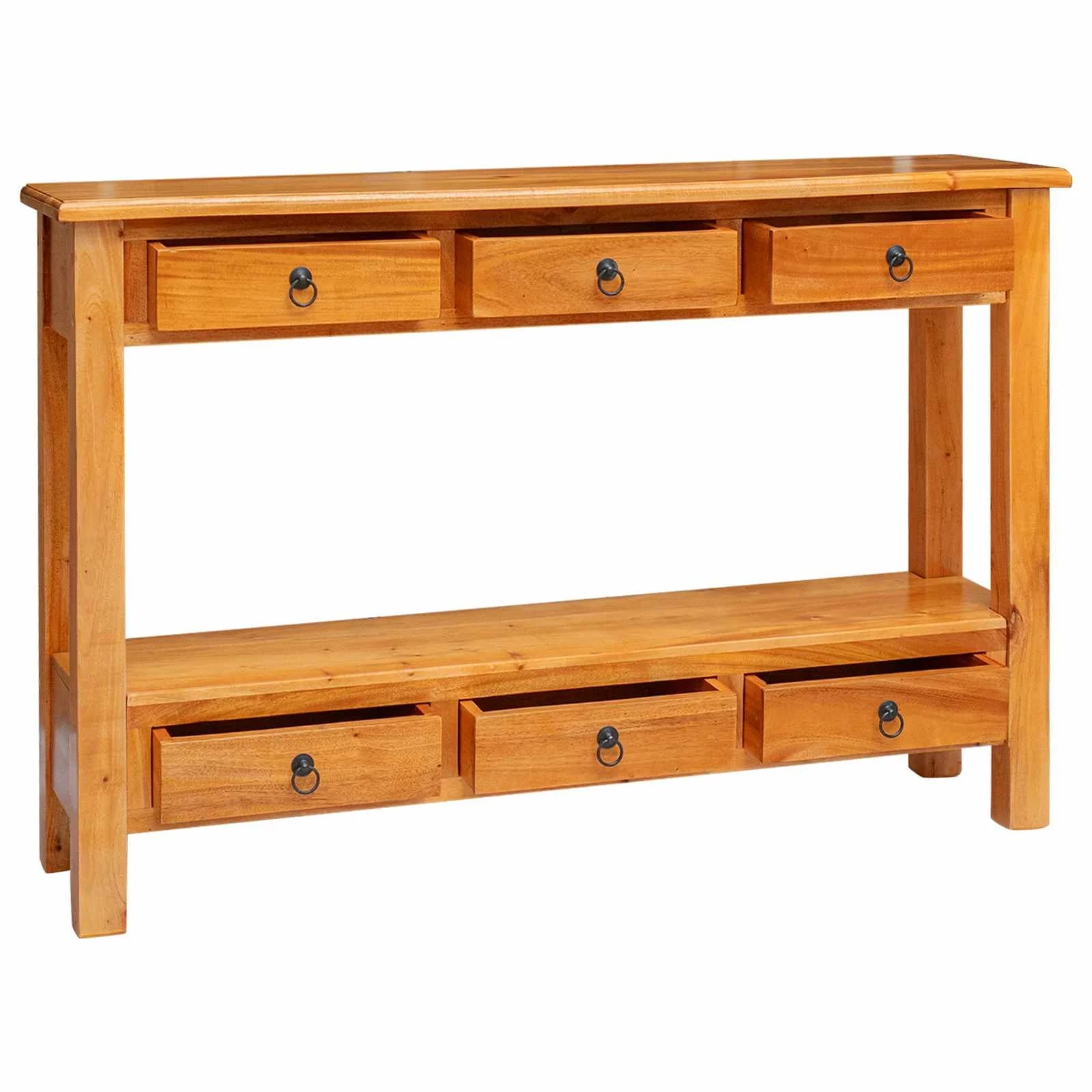 Konzolna miza Naravna 115 x 32 x 76 cm Masivni mahagonijev les - slika 4