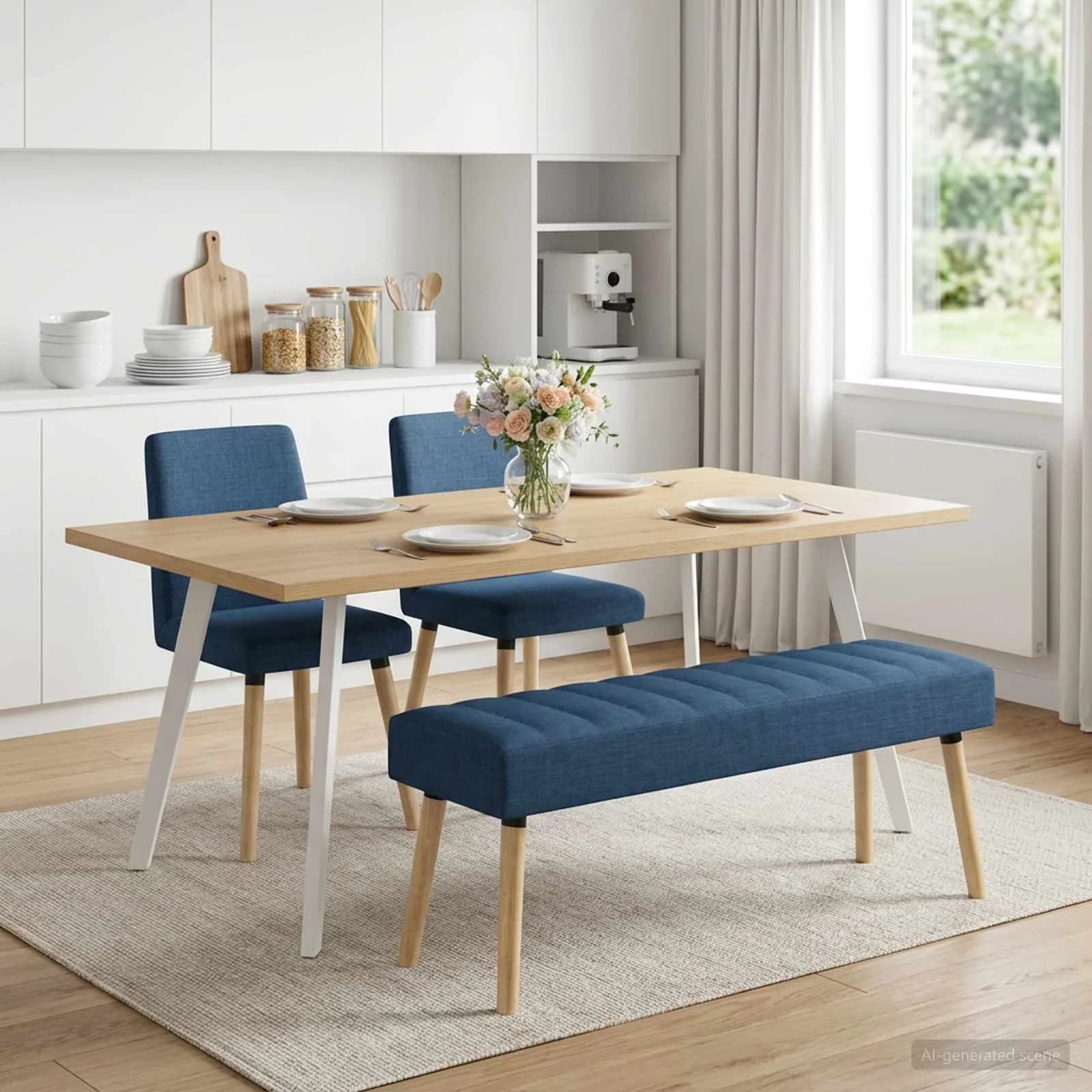 Bench z kanalnim oblazinjenjem Modra 110 x 40 x 46 cm Blago - slika 4