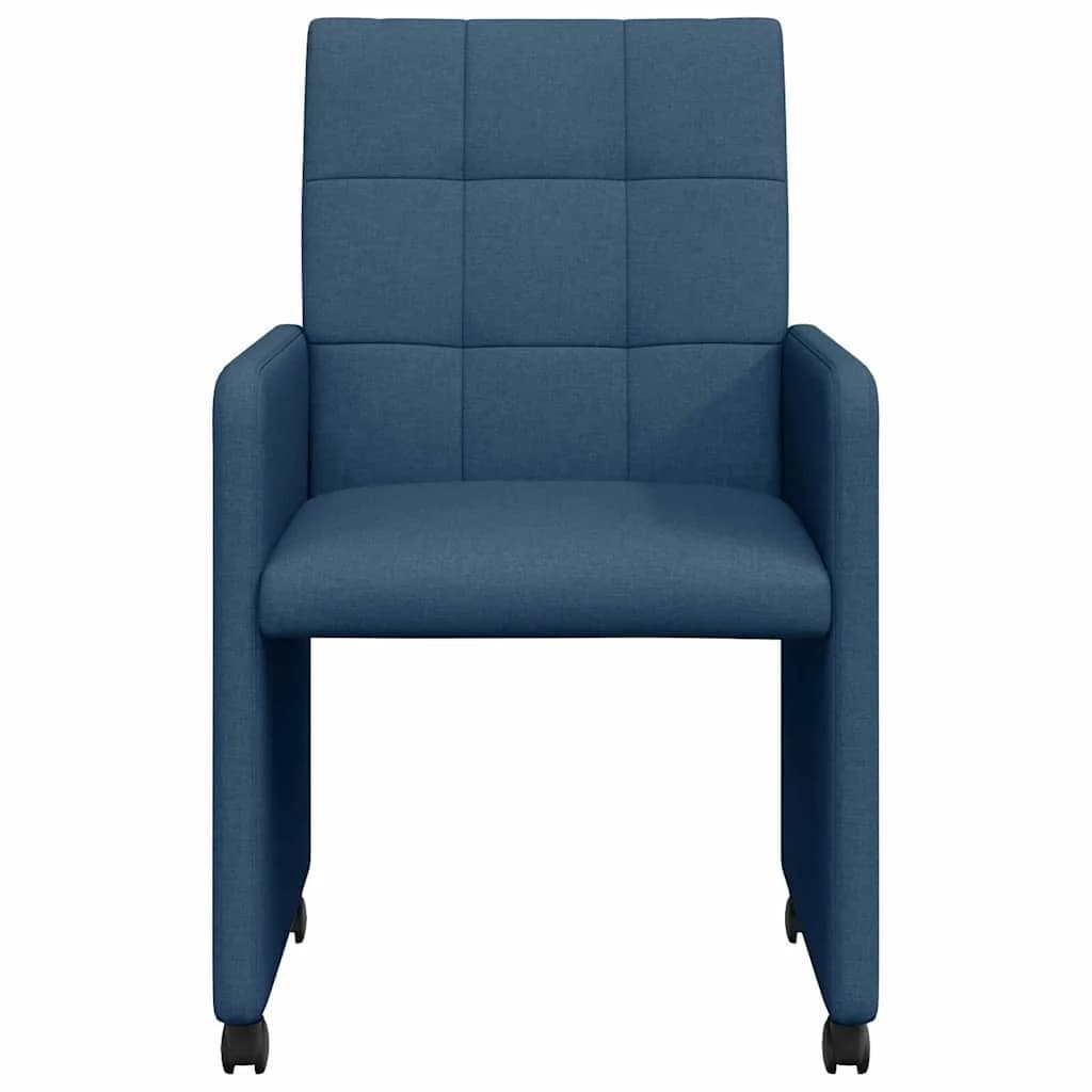 Jedilni stoli s kolesi 2 kos blago Modra 58 x 65 x 94 cm - slika 4