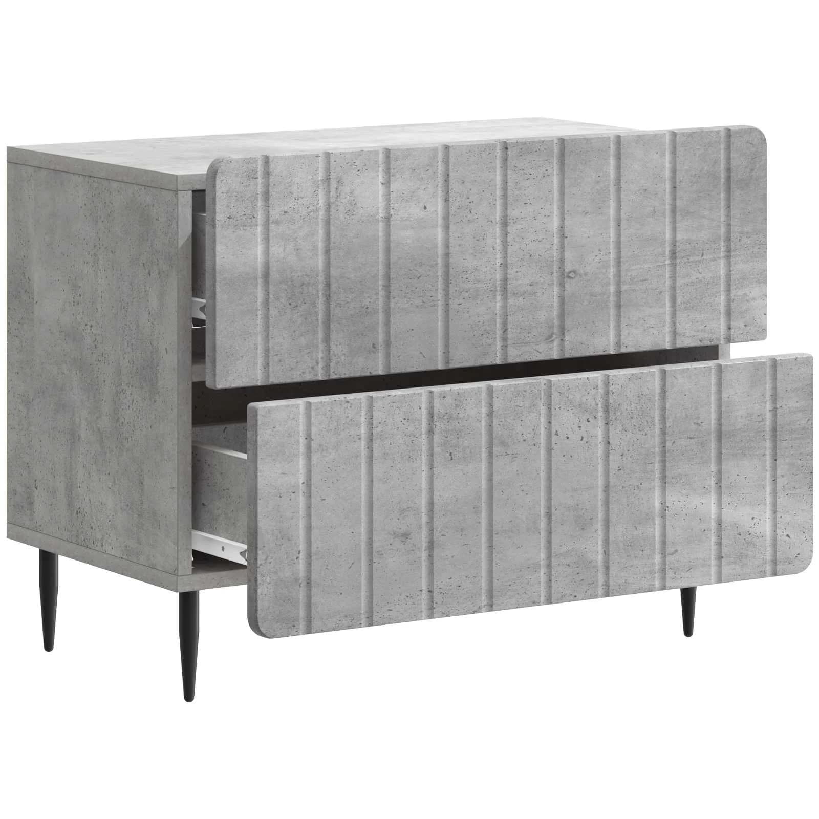 Nočna omarica Betonsko siva 62 x 34,5 x 49,5 cm Inženirski les - slika 4