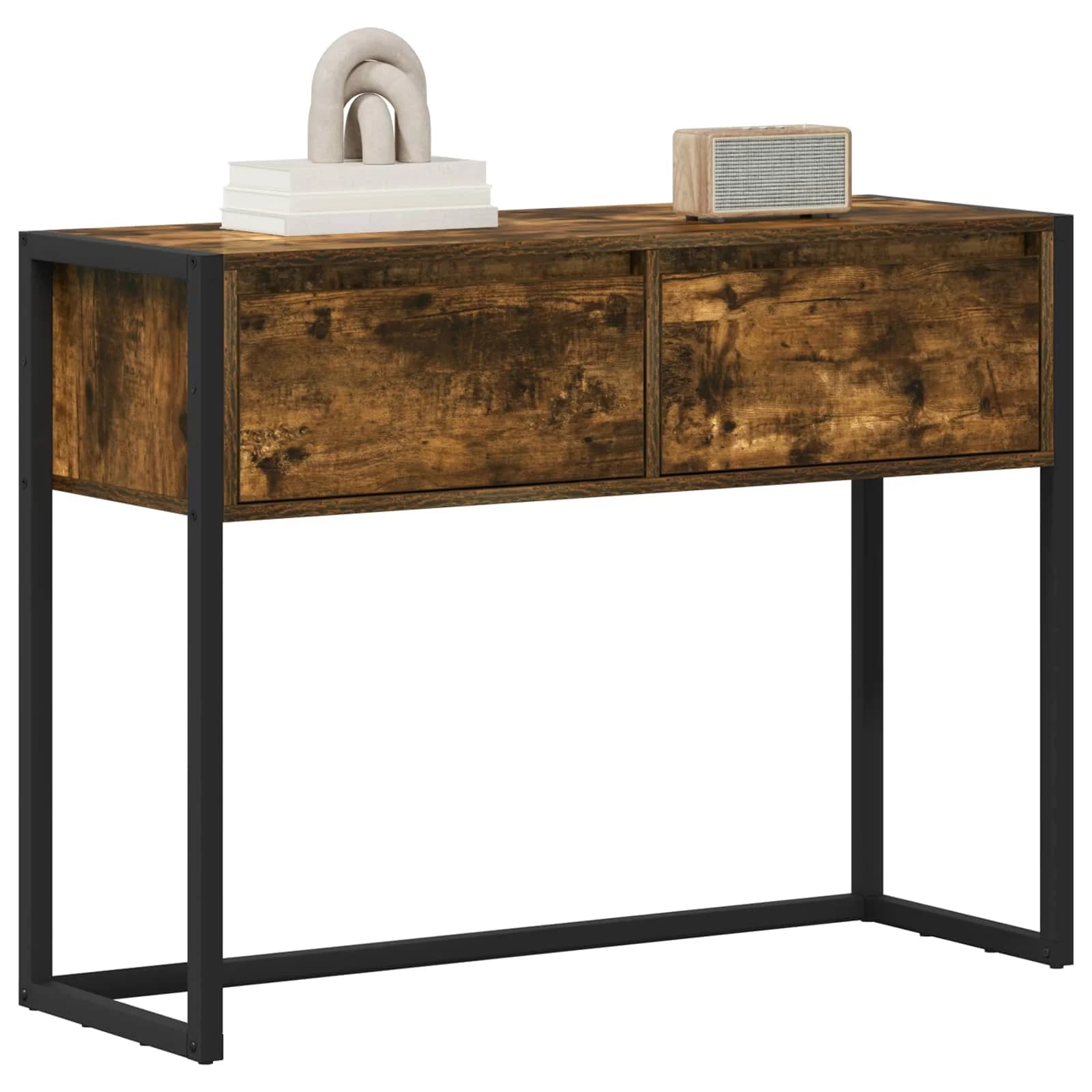 Stranska miza Dimni hrast 100 x 36 x 75 cm Inženirski les - slika 3
