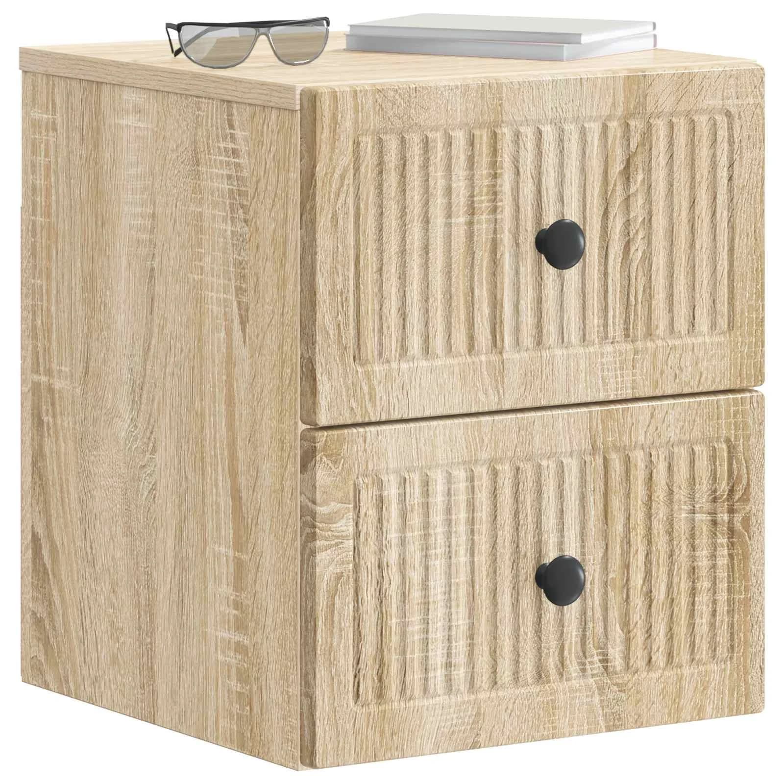 Stenski nočni omarici 2 kos Sonoma hrast 33 x 34,5 x 40 cm - slika 3