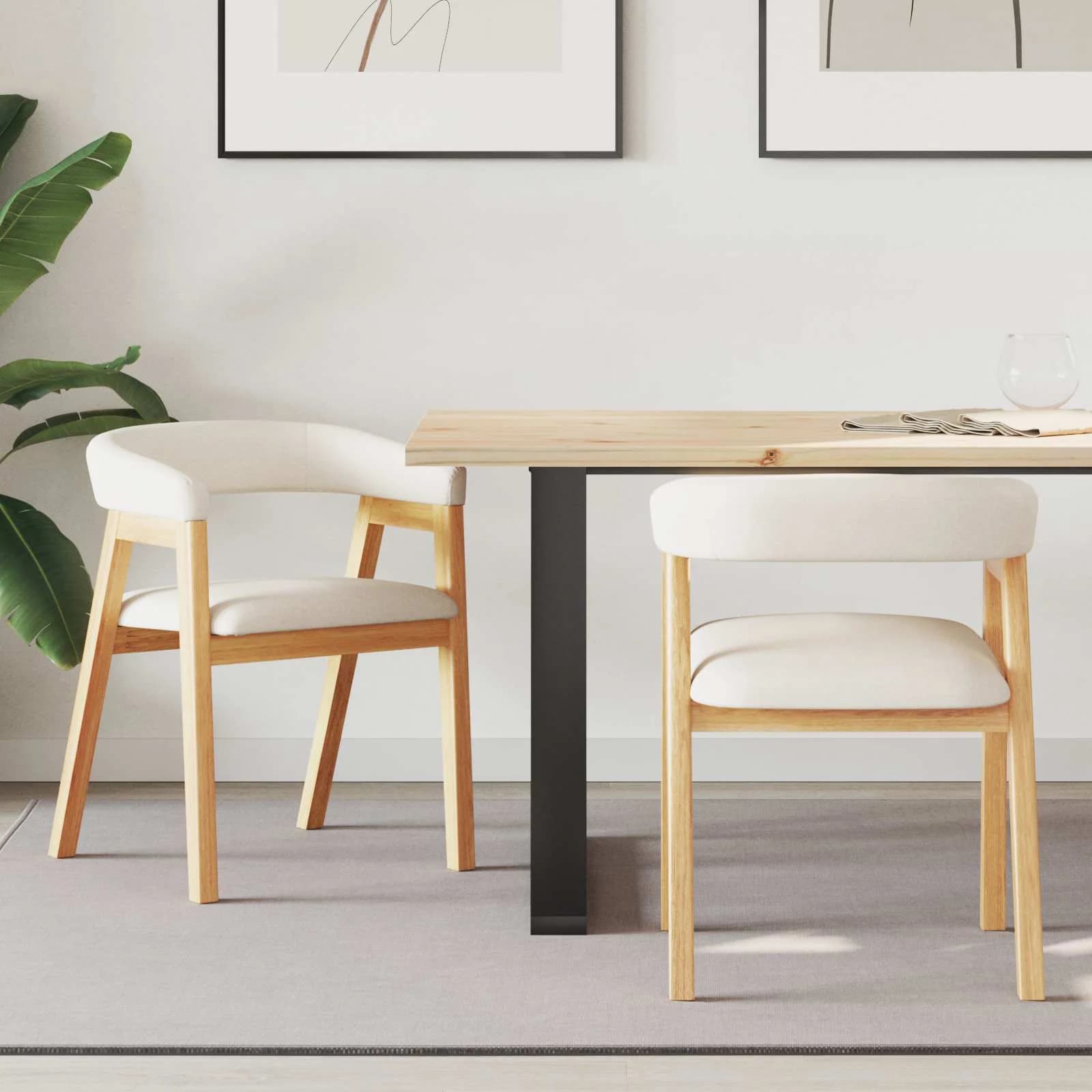 Jedilni stoli 2 kos Masivno gumovo les Naravna 54 x 57 x 73 cm
