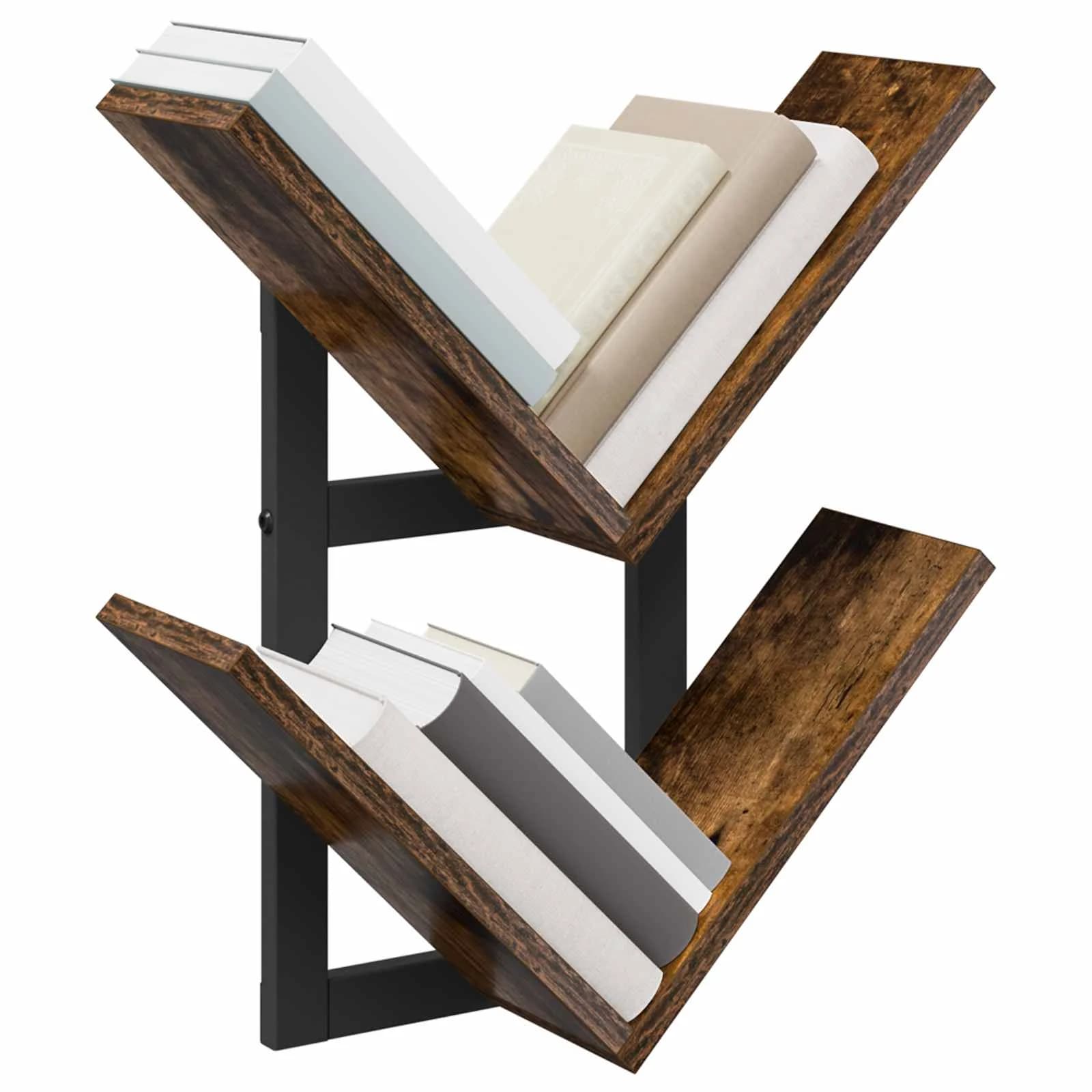 PrFloating Shelf 2 kos Dimljen hrast 43 x 15 x 47 cm - slika 3