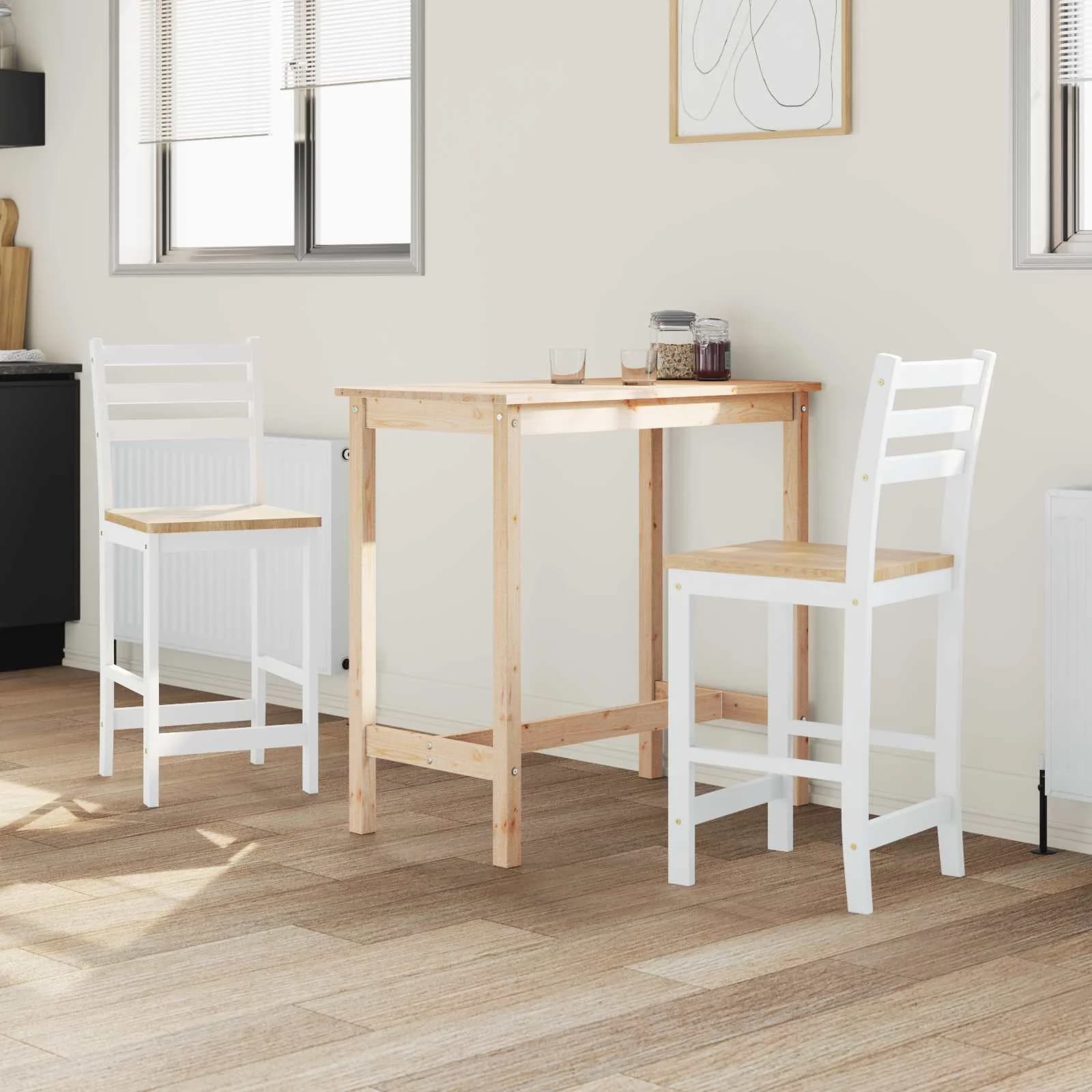 Jedilni stoli 2 kos Masivno gumovo les Bela 40 x 47,5 x 99,5 cm - slika 3