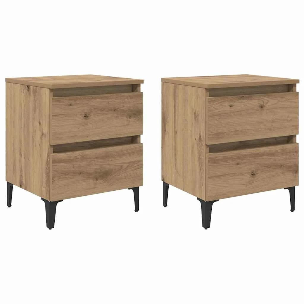 Nočna omarica 2 kos Umetni hrast 40 x 35 x 50 cm Inženirski les - slika 2