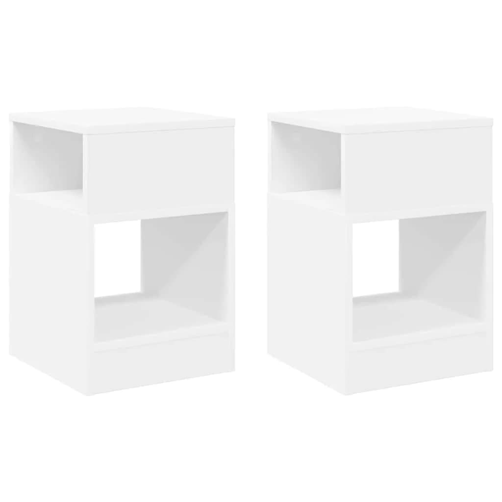 Stranska miza 2 kos Bela 30,5 x 30 x 45 cm Inženirski les - slika 2