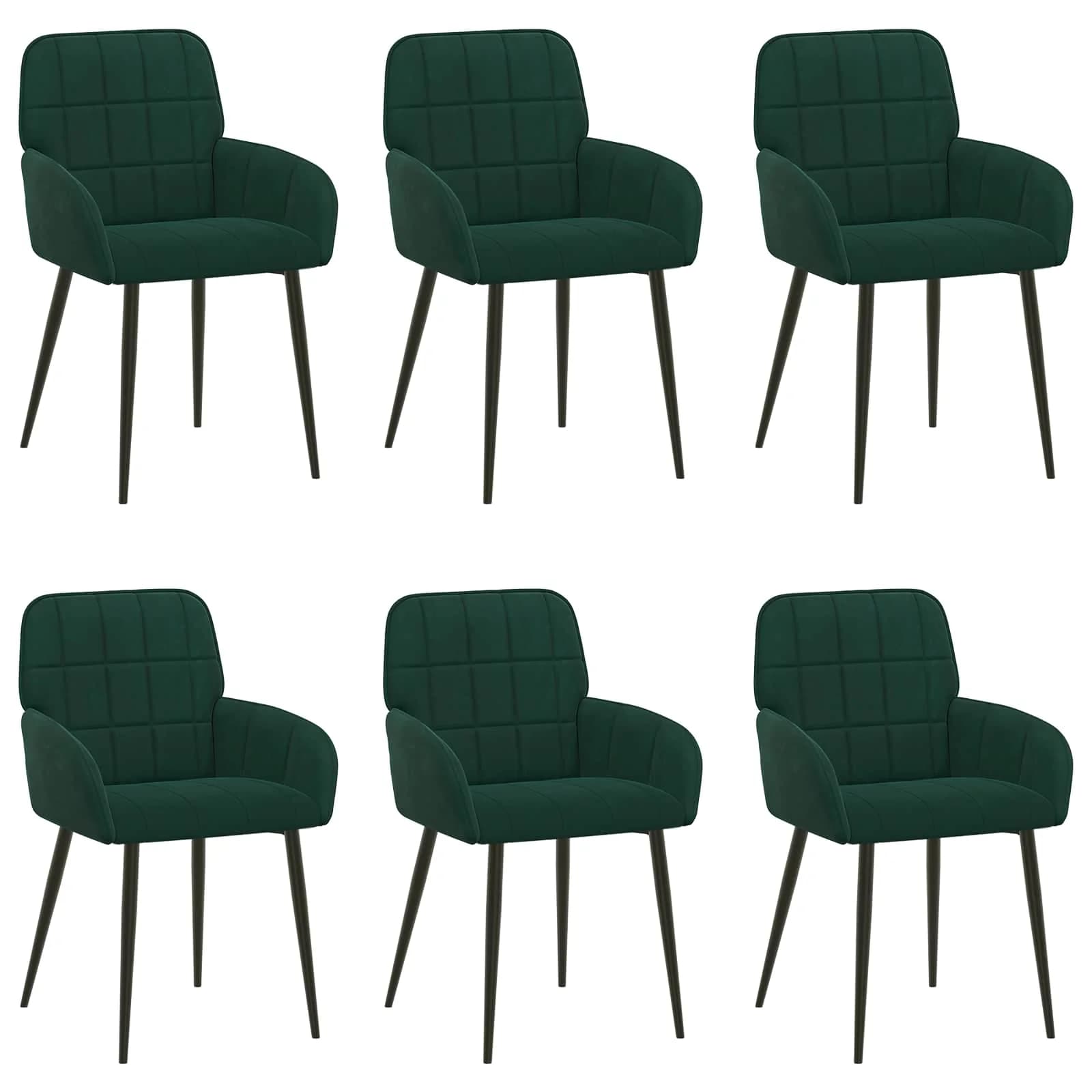 Jedilni stoli 6 kos Žamet Temno zelena 57 x 50 x 85 cm - slika 2