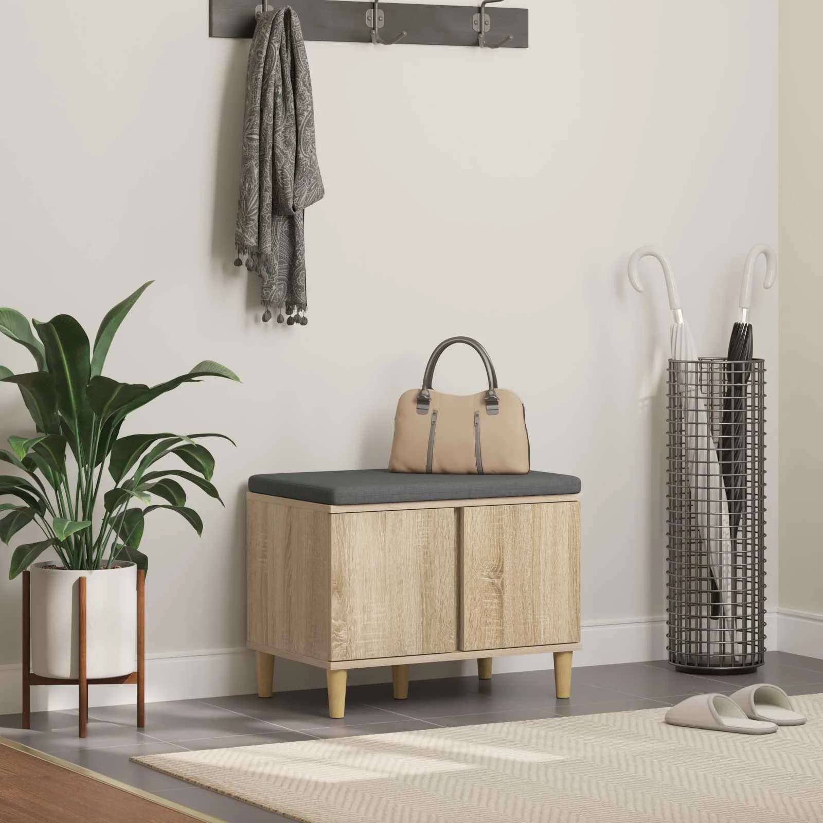 Haldna klop z blazino z vrati Sonoma hrast 60 x 38 x 46 cm