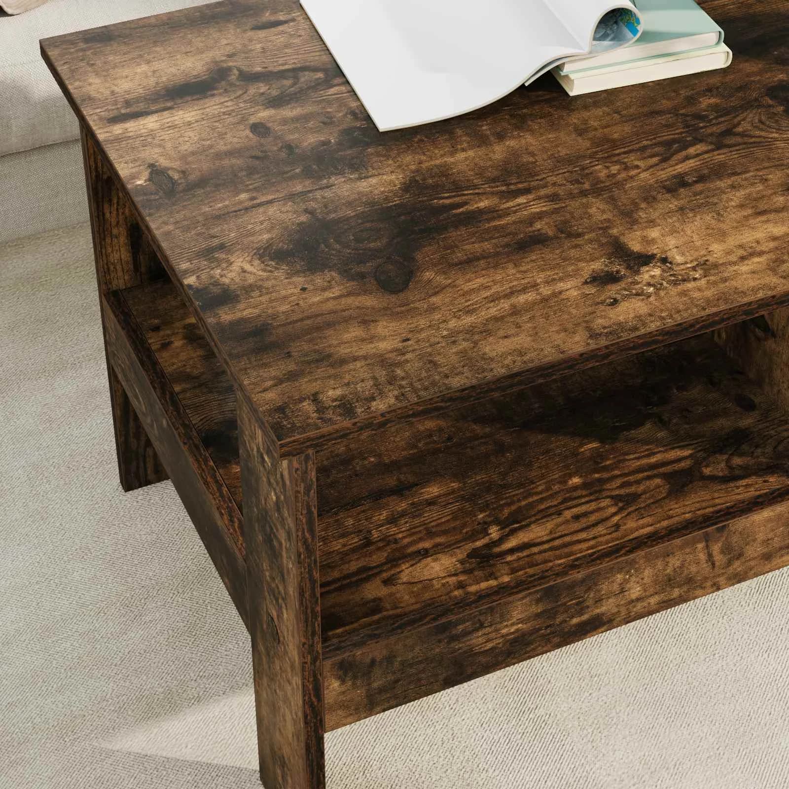 Klubska miza Dimljeni oreh 90 x 50 x 45 cm Inženirski les - slika 4