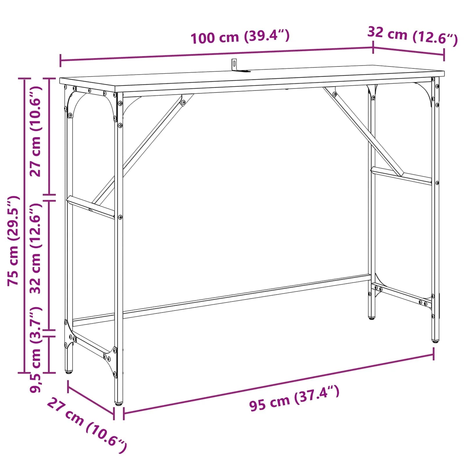 Konzolna miza Star les 100 x 32 x 75 cm Inženirski les - slika 12