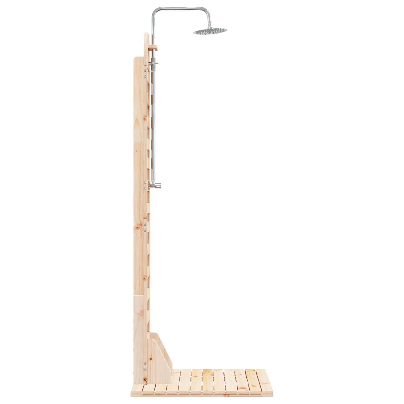Zunanji tuš 223 cm Trden borov les in nerjaveče jeklo Naravna - slika 5