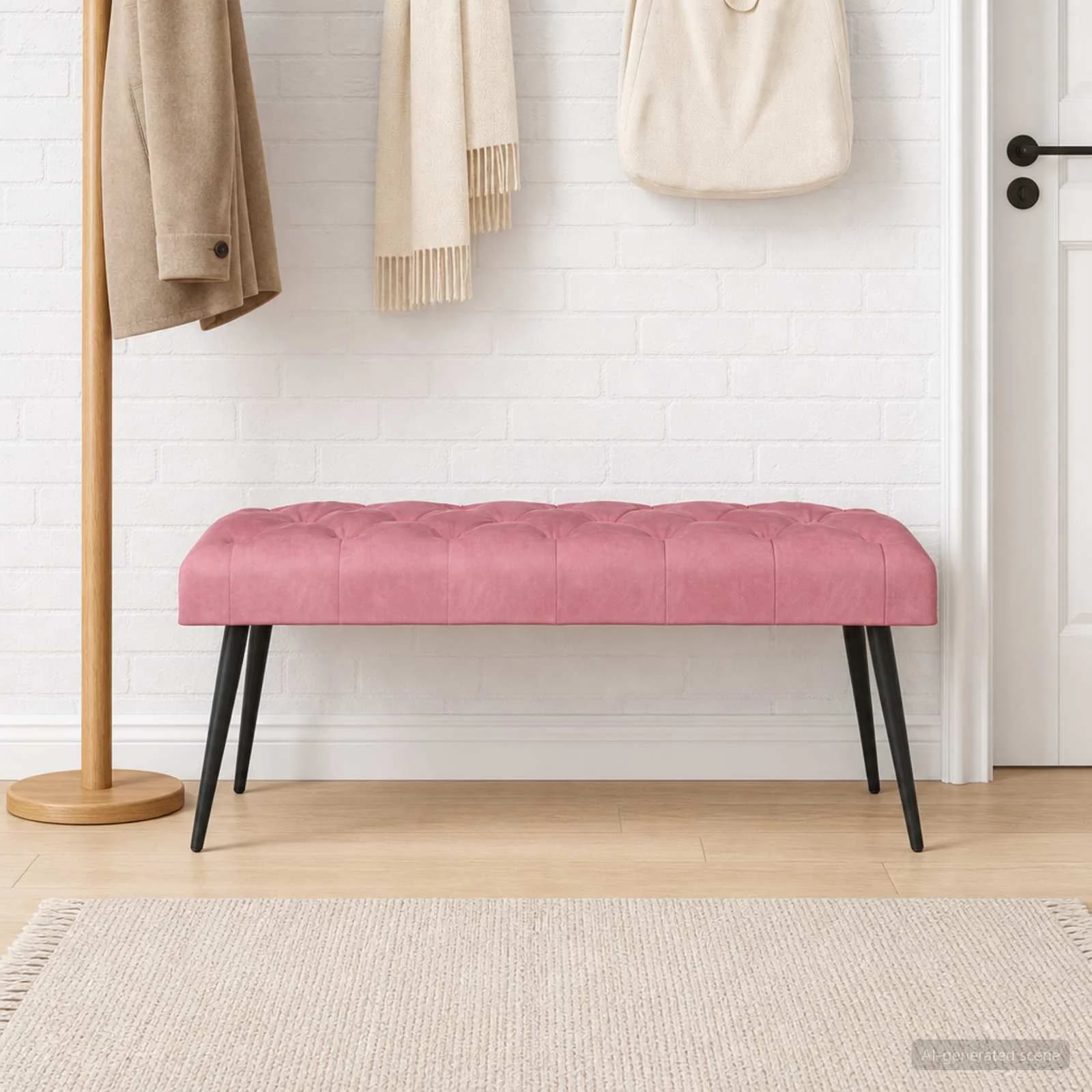 Klop s gumbnim oblazinjenjem Roza 110 x 40 x 46 cm Žamet - slika 3