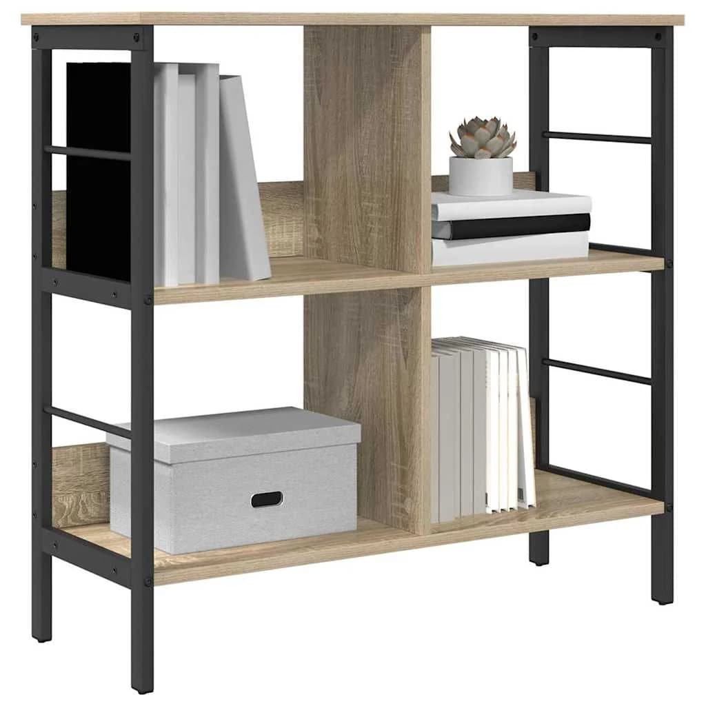 Knjižna polica 4 nivojev 82 x 32 x 79 cm Inženirski les - slika 3