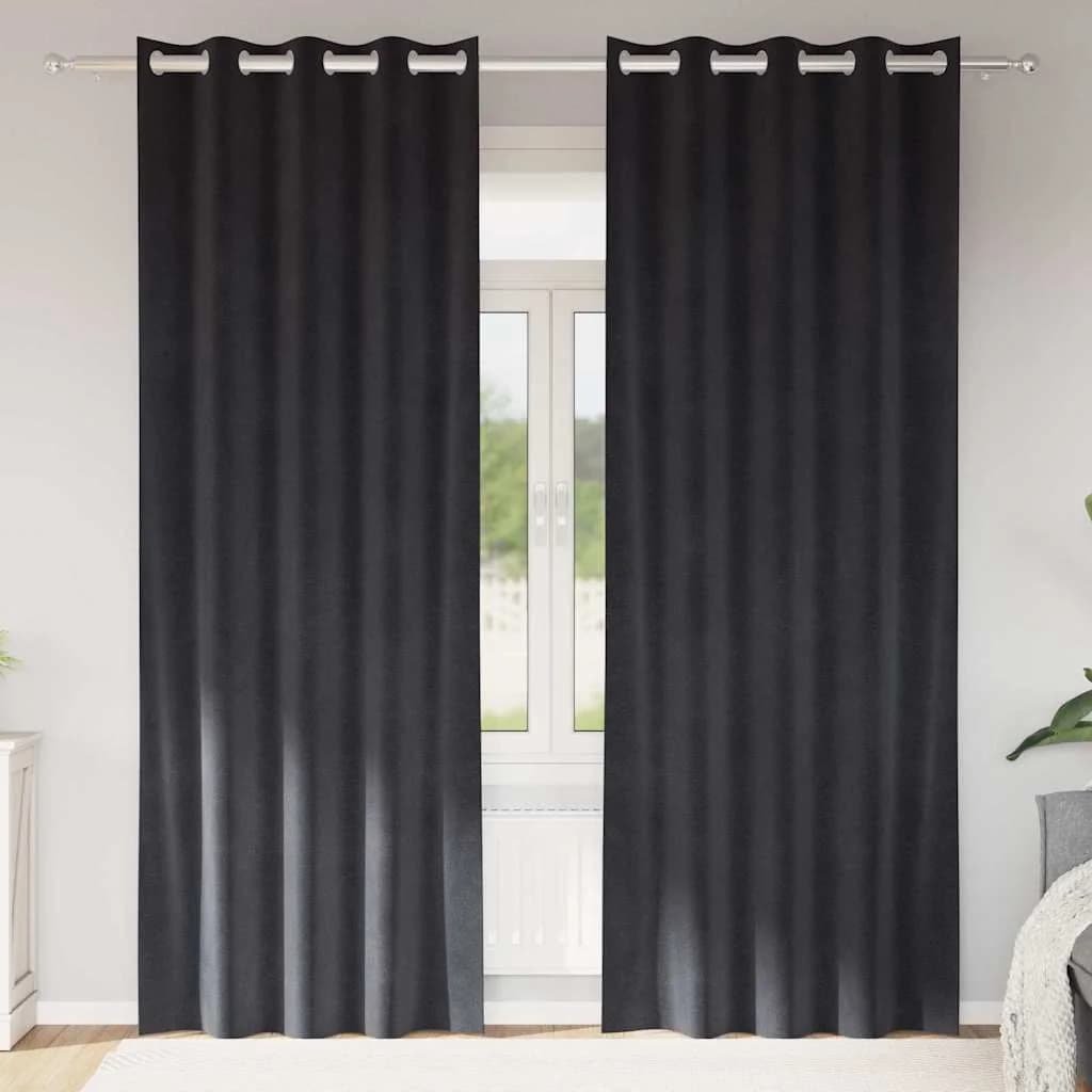 Zatemnitvene zavese 2 kos Temno siva 140 x 225 cm Žamet