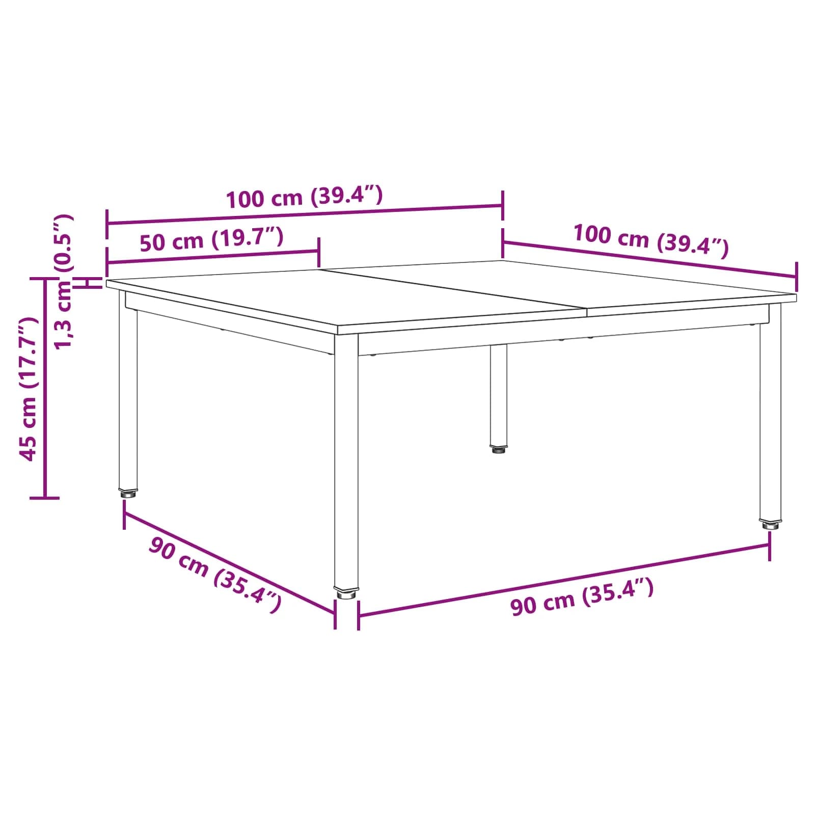 Klubska miza Siva Sonoma 100 x 100 x 45 cm Inženirski les - slika 12