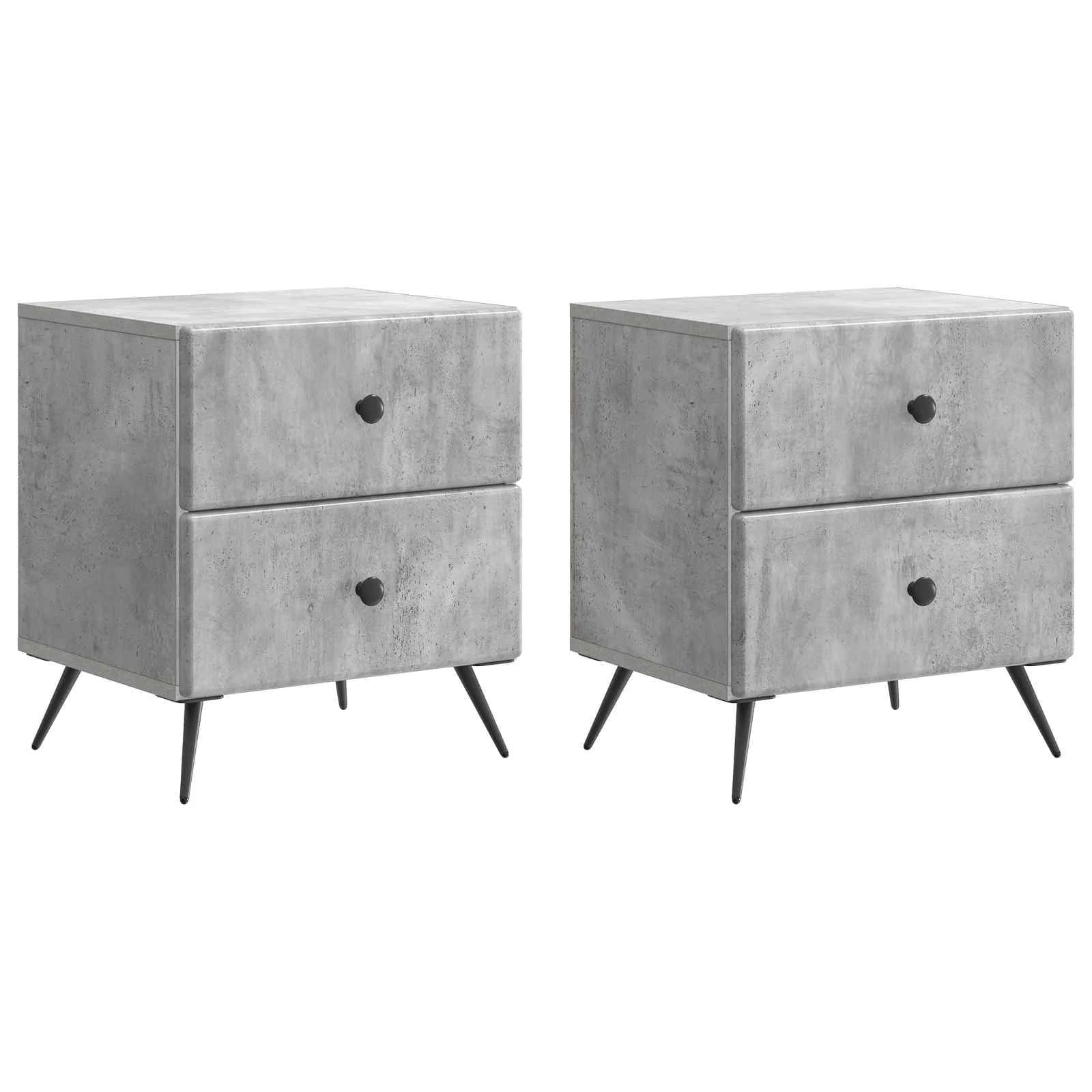 Nočna omarica 2 kos Betonsko siva 43 x 34,5 x 47,5 cm - slika 2