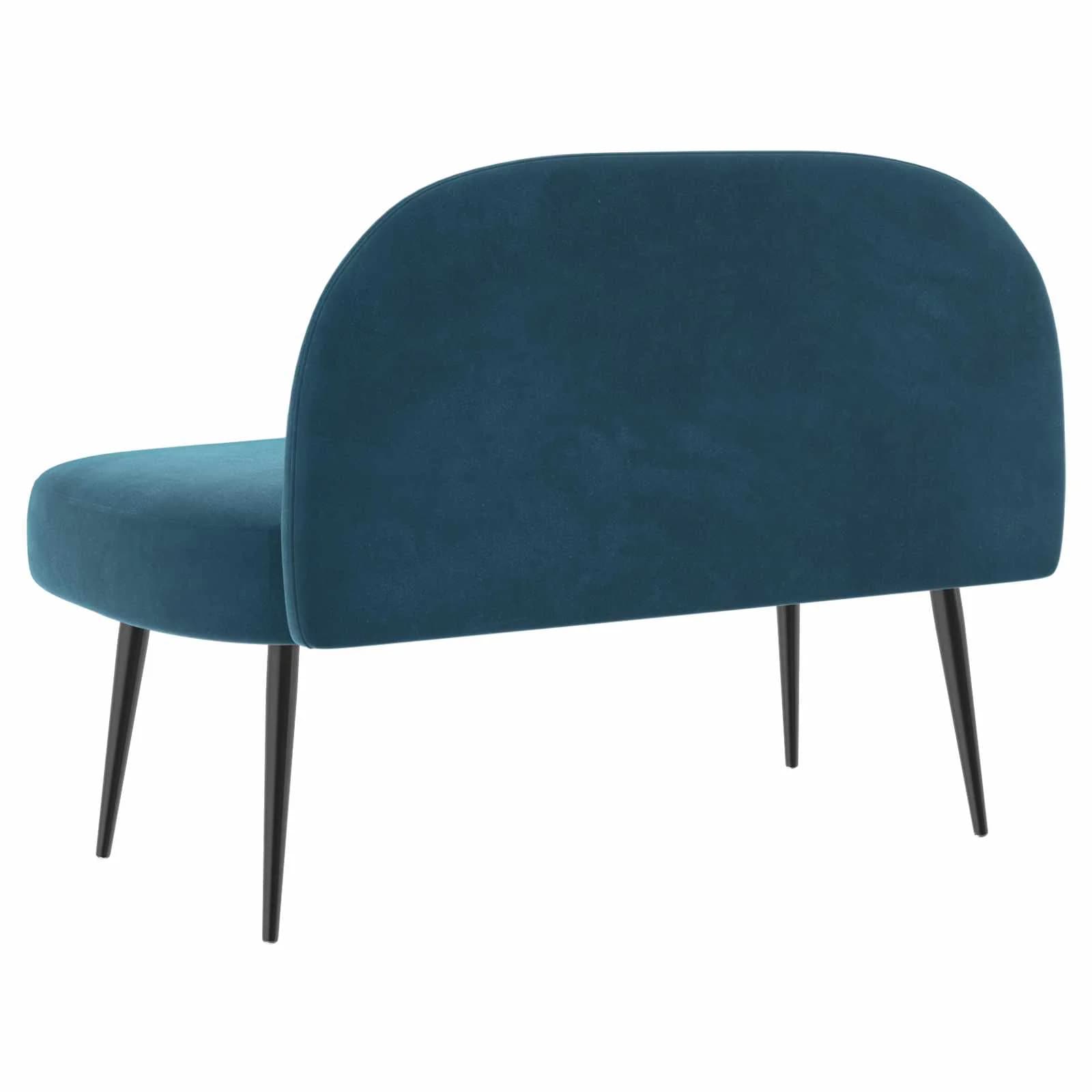 Oblazinjena klop z naslonom Modra 110 x 60 x 76 cm Žamet - slika 4