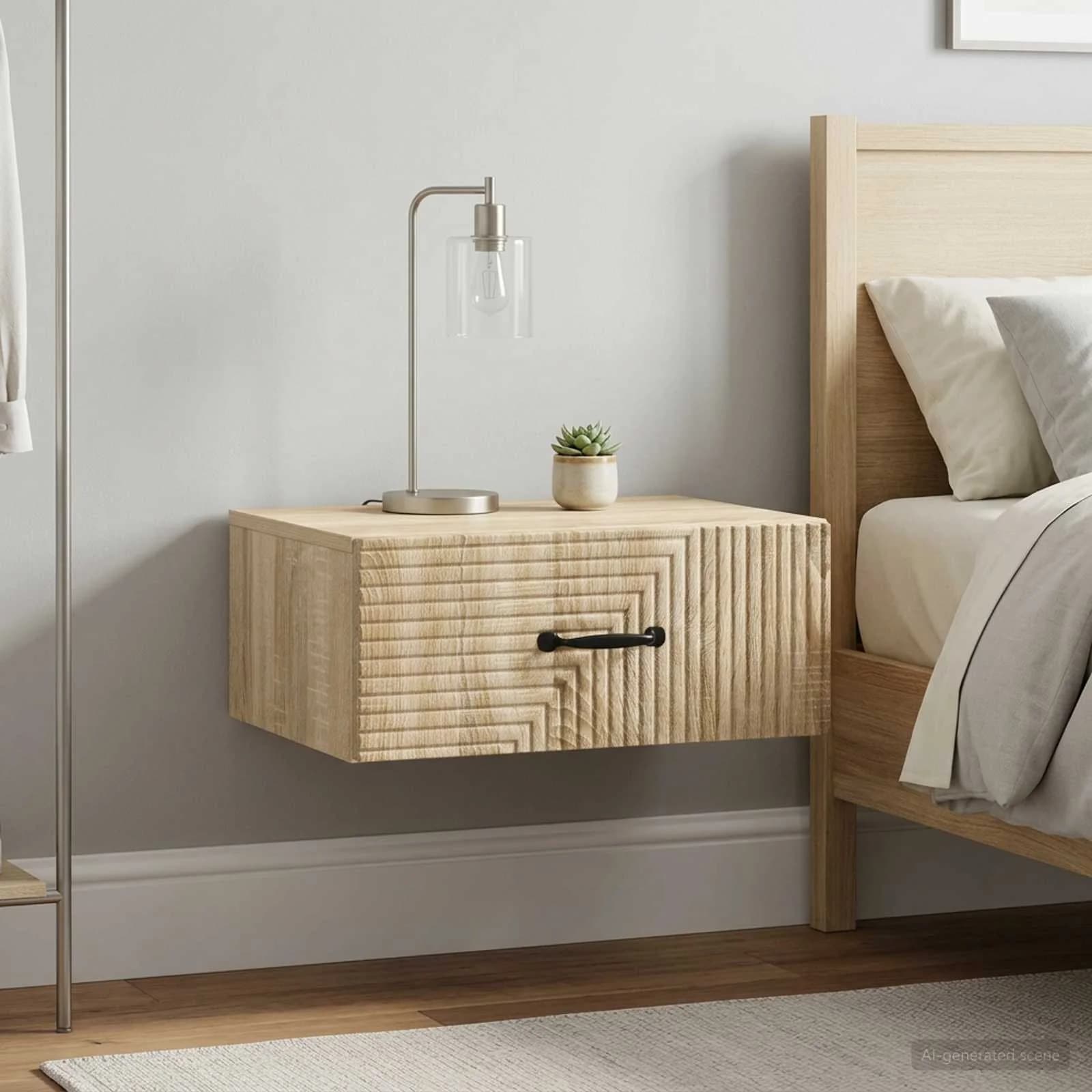 Stenski nočni omarici 2 kos Sonoma hrast 49 x 34,5 x 20 cm - slika 4