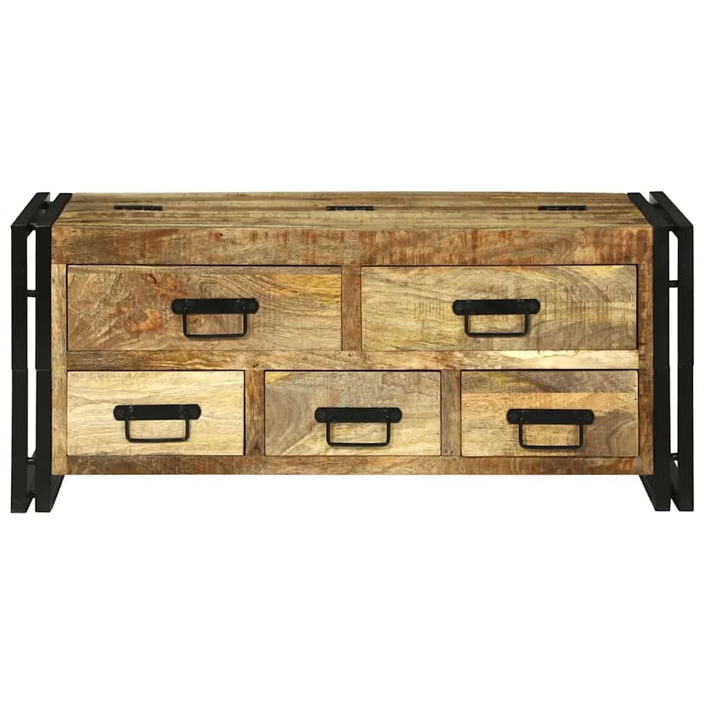 Klubska miza s predalom Rjava 90 x 50 x 38 cm Masiven les manga - slika 5